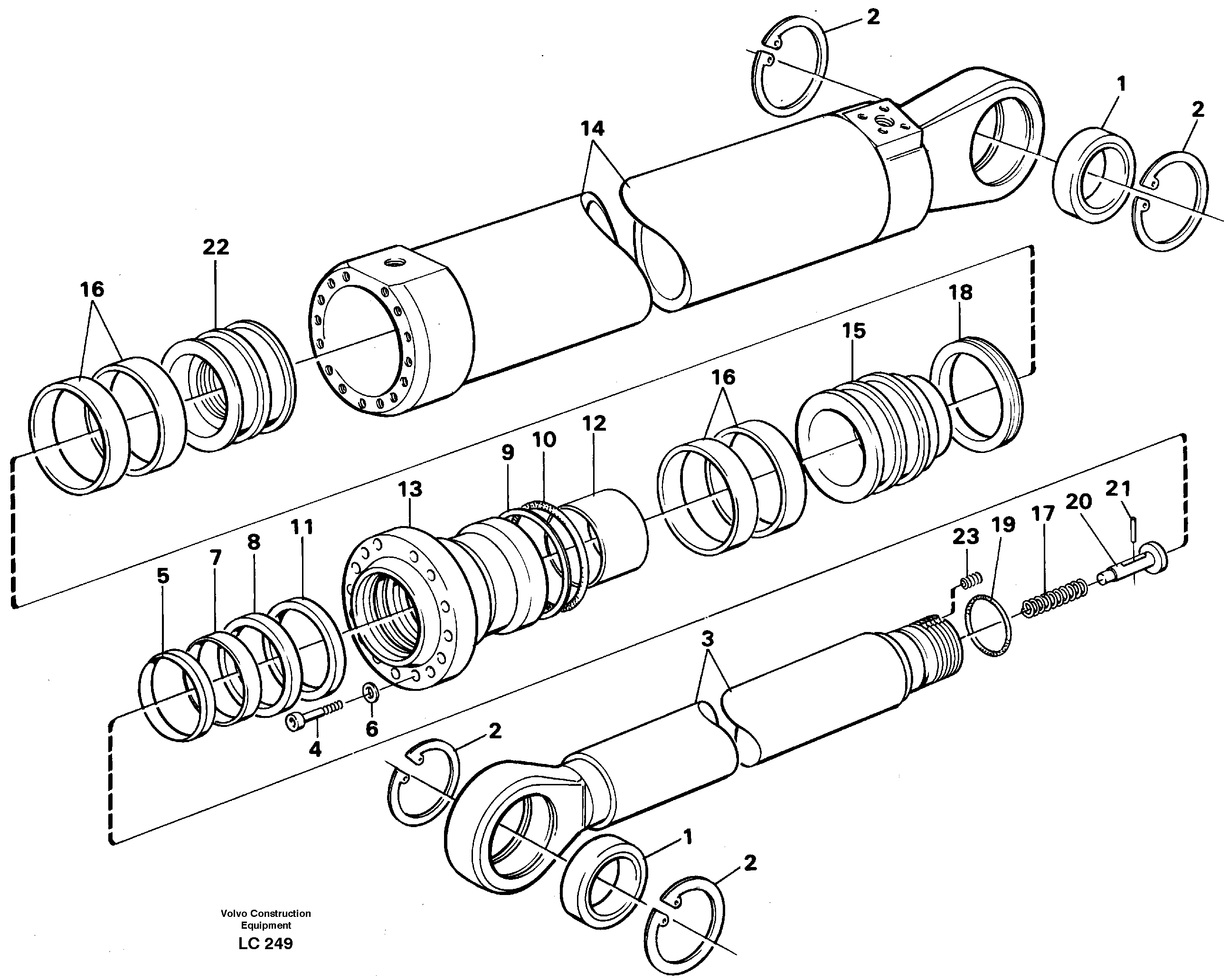 Схема запчастей Volvo EC650 - 68733 Dipper arm cylinder, material handling equipment EC650 SER NO 539-618