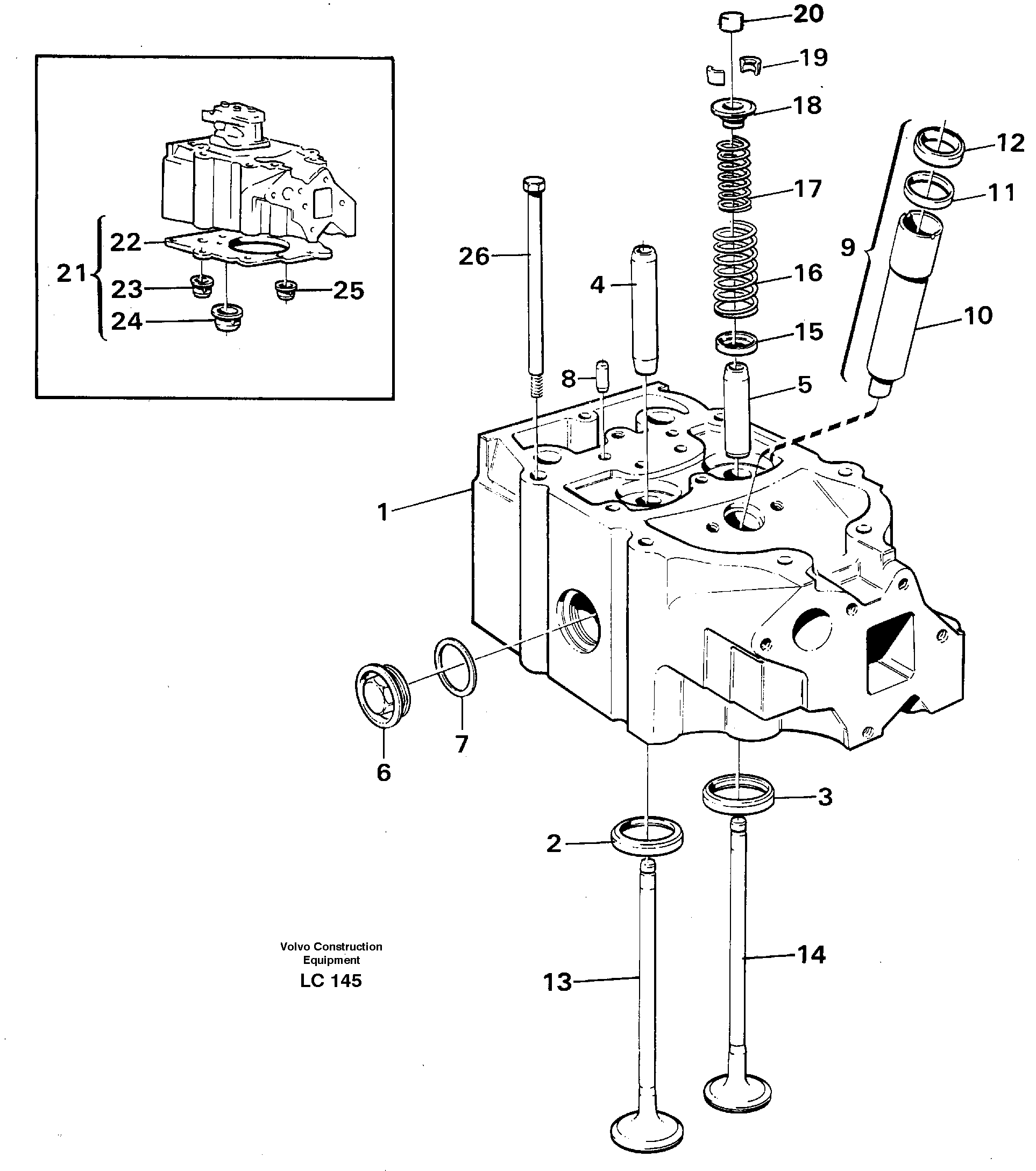 Схема запчастей Volvo EC650 - 22717 Головка блока цилиндров EC650 SER NO 539-618