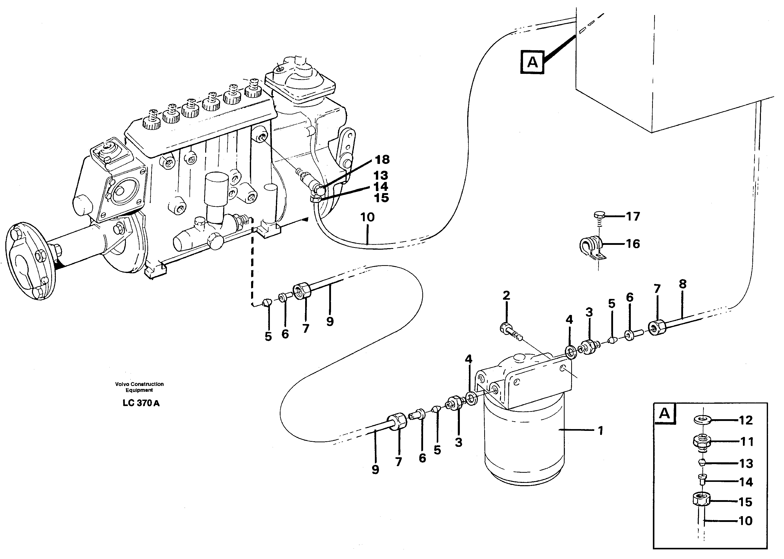 Схема запчастей Volvo EC650 - 62533 Fuel system: tank - primary filter EC650 SER NO 539-618