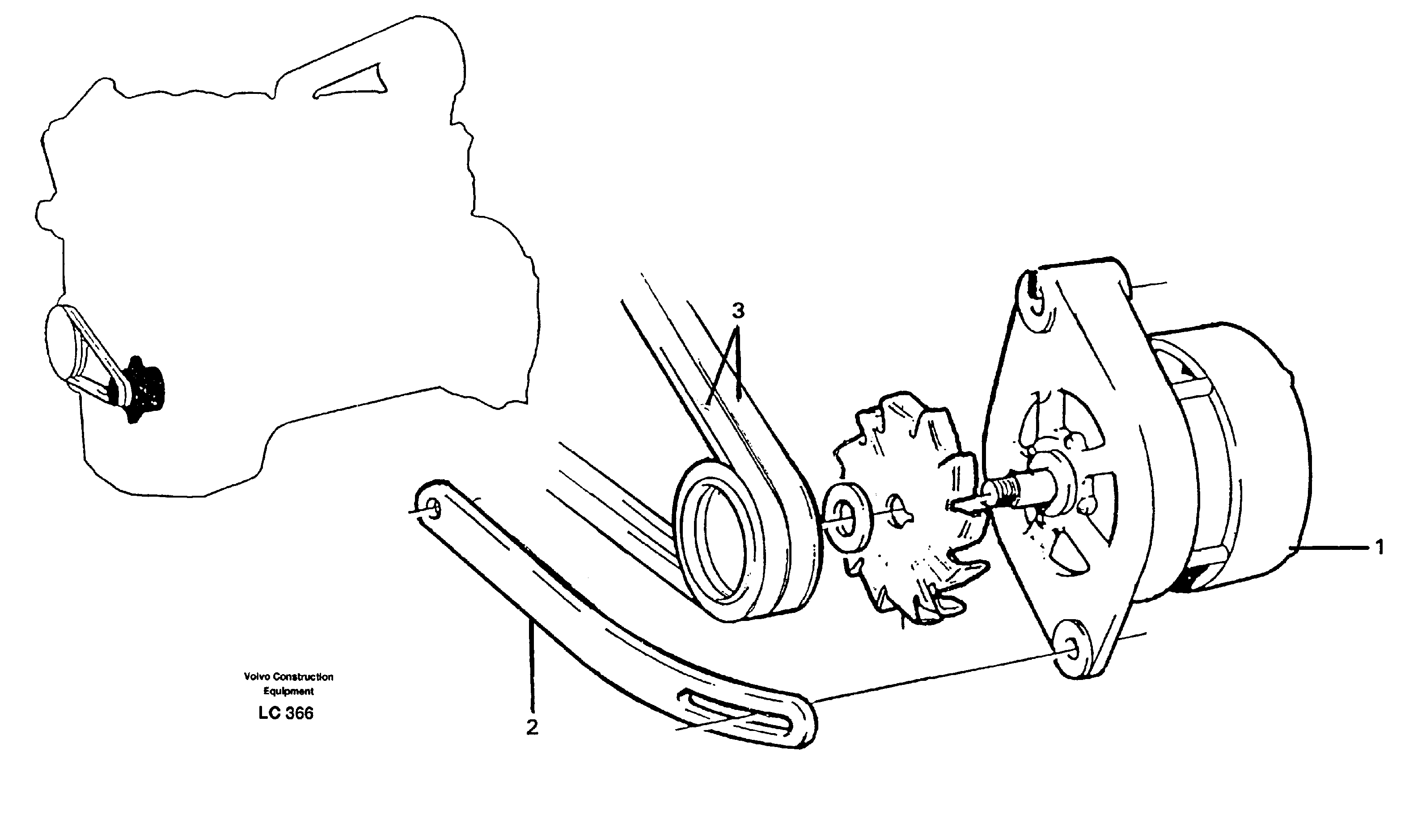 Схема запчастей Volvo EC650 - 30321 Alternator with assembling details 80 A EC650 SER NO 539-618