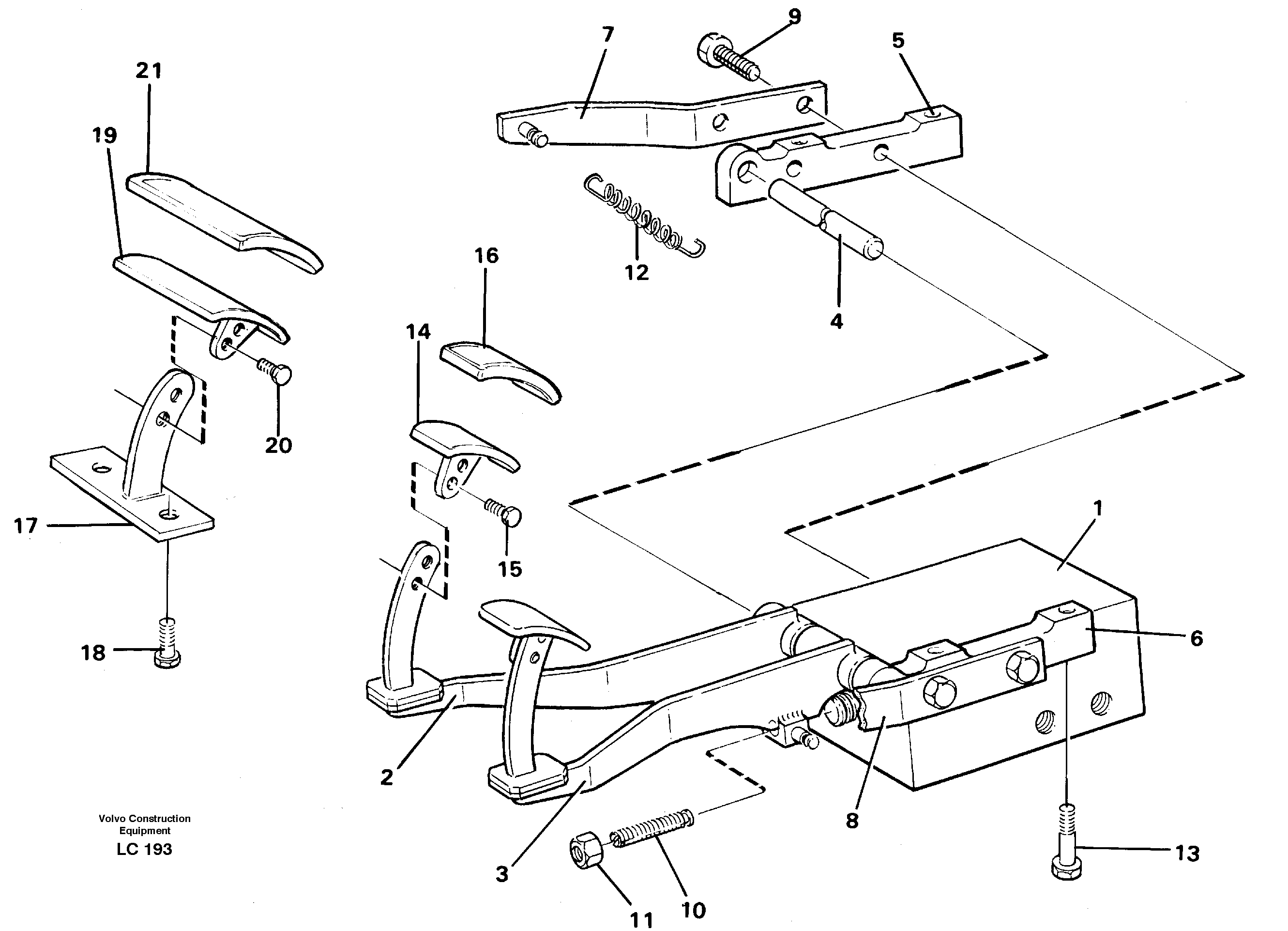 Схема запчастей Volvo EC650 - 26488 Pedal valve with foot rest EC650 SER NO 539-618