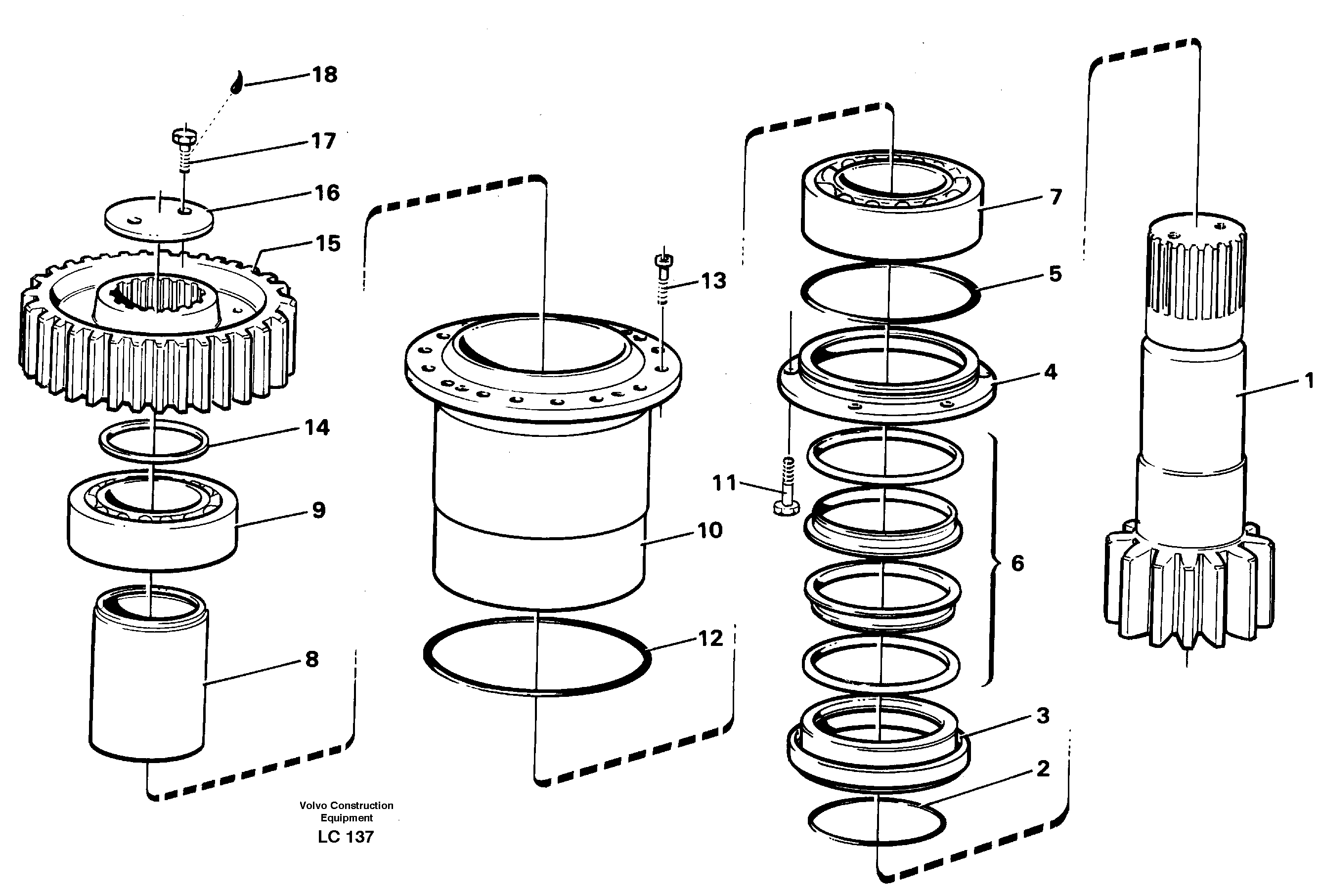 Схема запчастей Volvo EC650 - 25143 Slew drive shaft EC650 SER NO 539-618