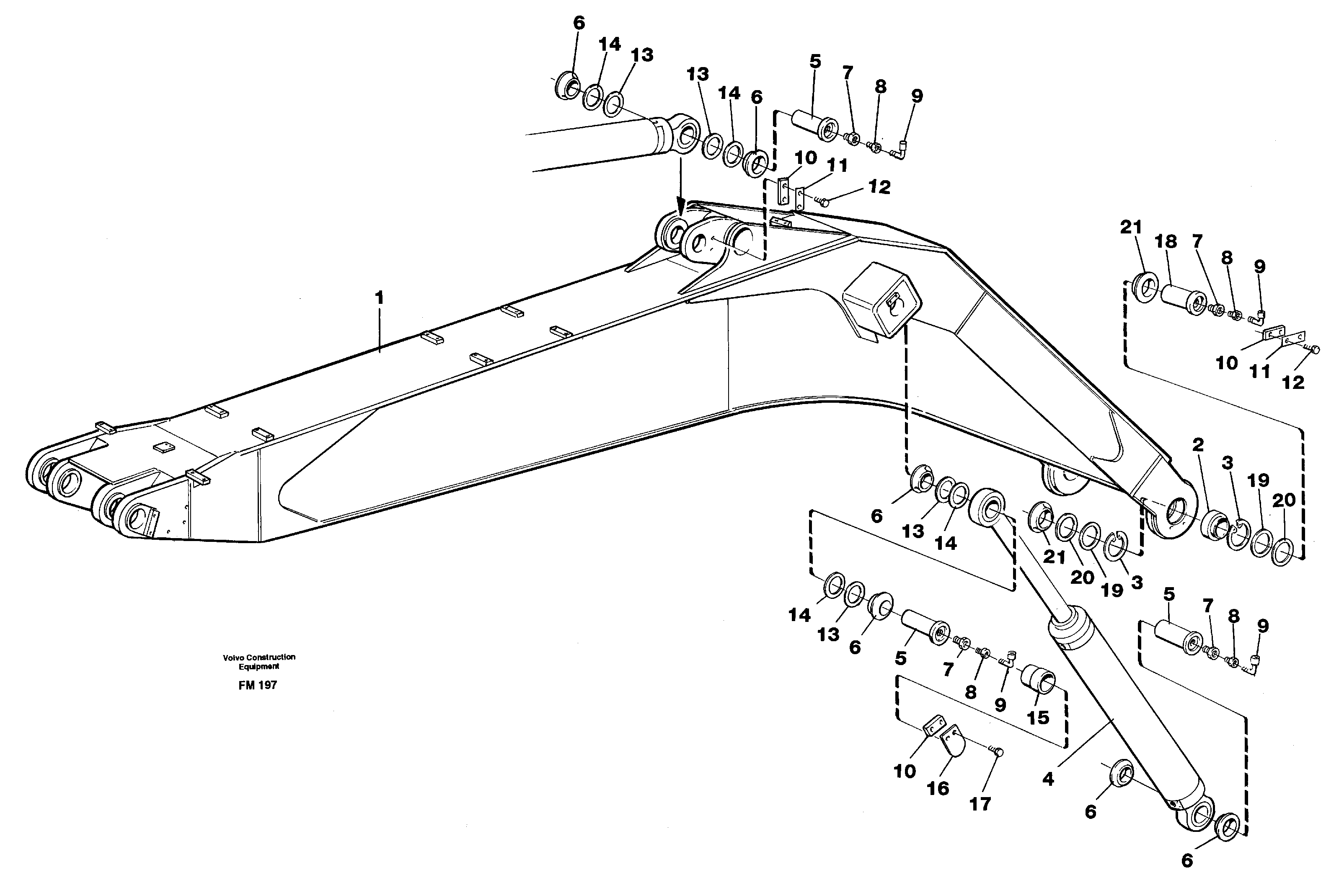 Схема запчастей Volvo EC650 - 27504 Backhoe boom incl. attachements, 7.60m EC650 ?KERMAN ?KERMAN EC650 SER NO - 538