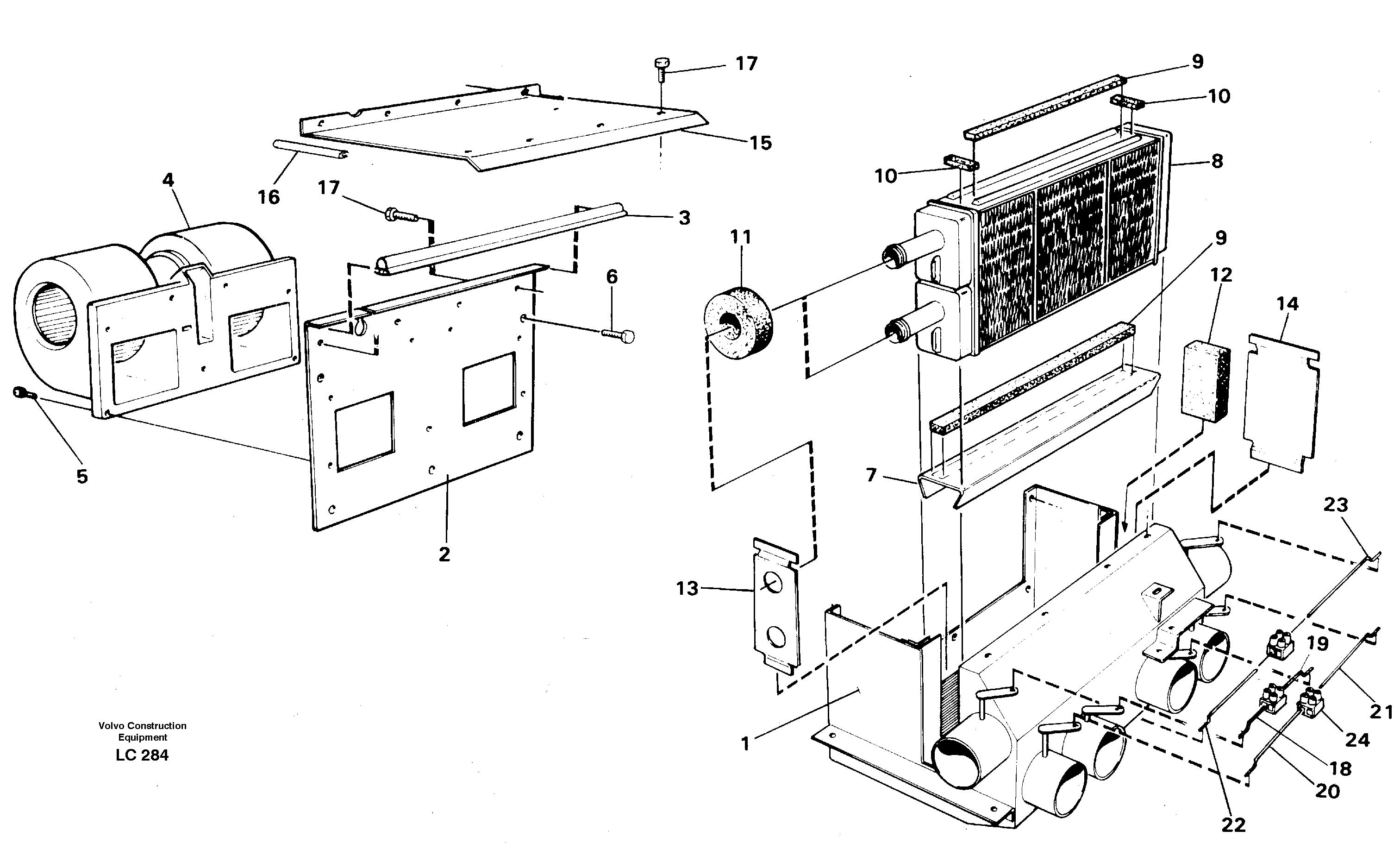 Схема запчастей Volvo EC650 - 30693 Cab heater EC650 SER NO 539-618