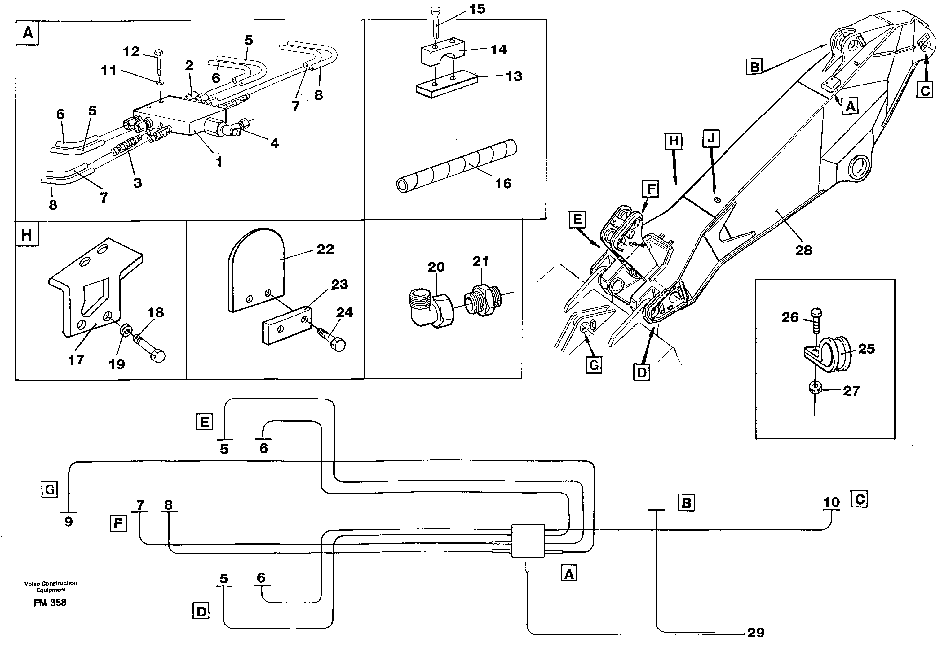 Схема запчастей Volvo EC650 - 71868 Automatic dipper lubrication, 3.0 m/ 4.0 m EC650 ?KERMAN ?KERMAN EC650 SER NO - 538