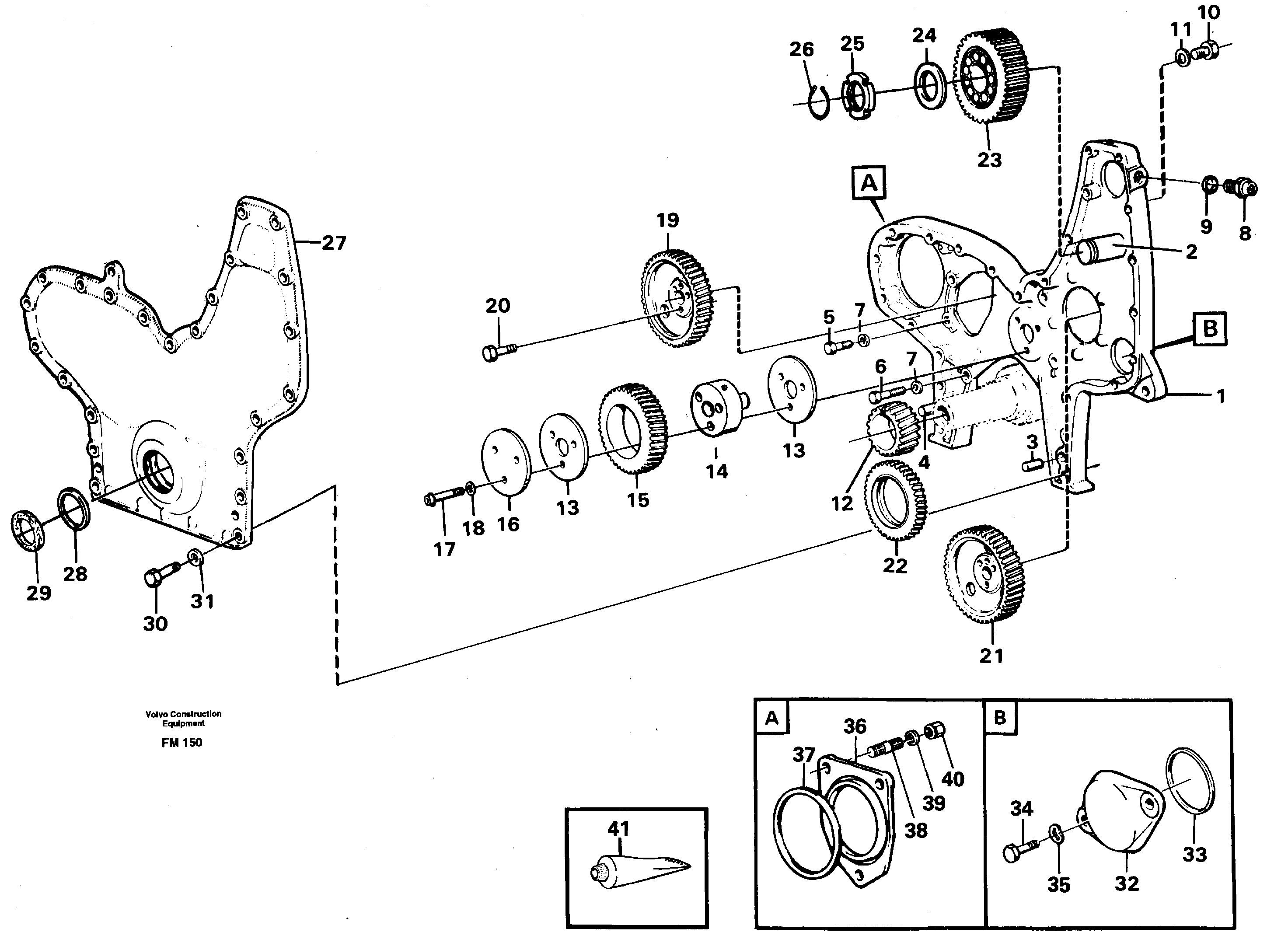 Схема запчастей Volvo EC650 - 55456 Timing gear casing and gears EC650 ?KERMAN ?KERMAN EC650 SER NO - 538