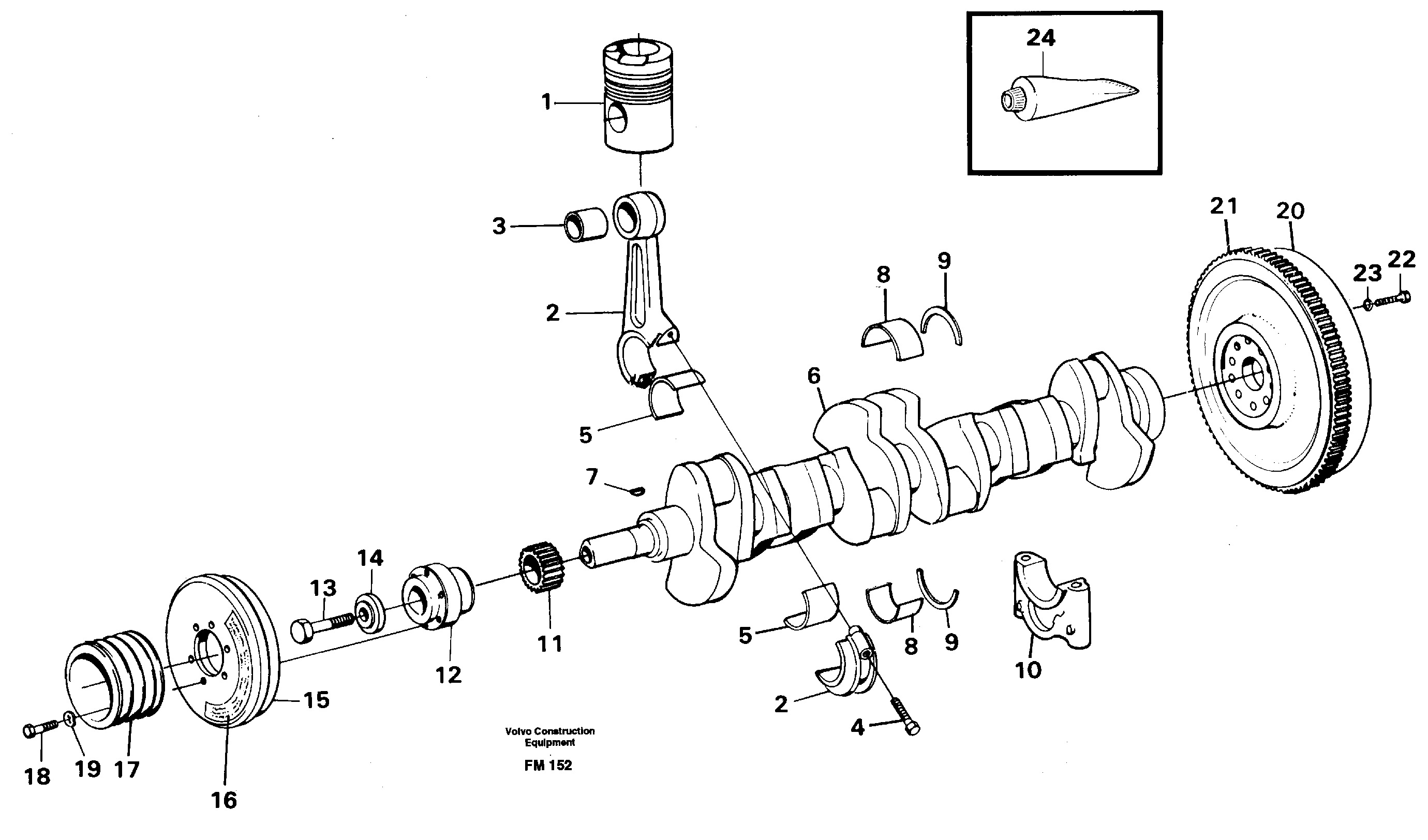 Схема запчастей Volvo EC650 - 31277 Crankshaft and related parts EC650 ?KERMAN ?KERMAN EC650 SER NO - 538