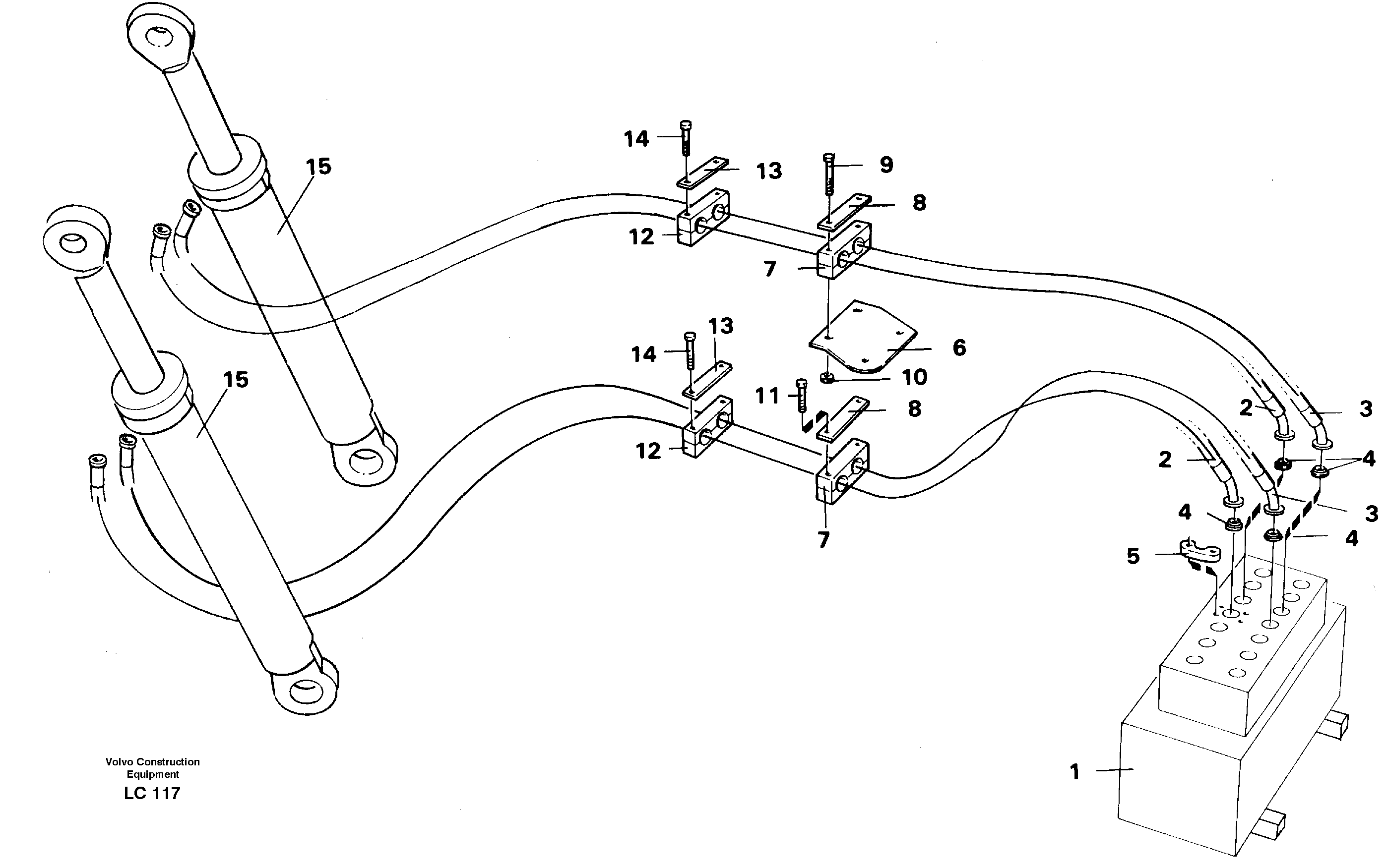 Схема запчастей Volvo EC650 - 30077 Hydraulic system, boom EC650 SER NO 539-618