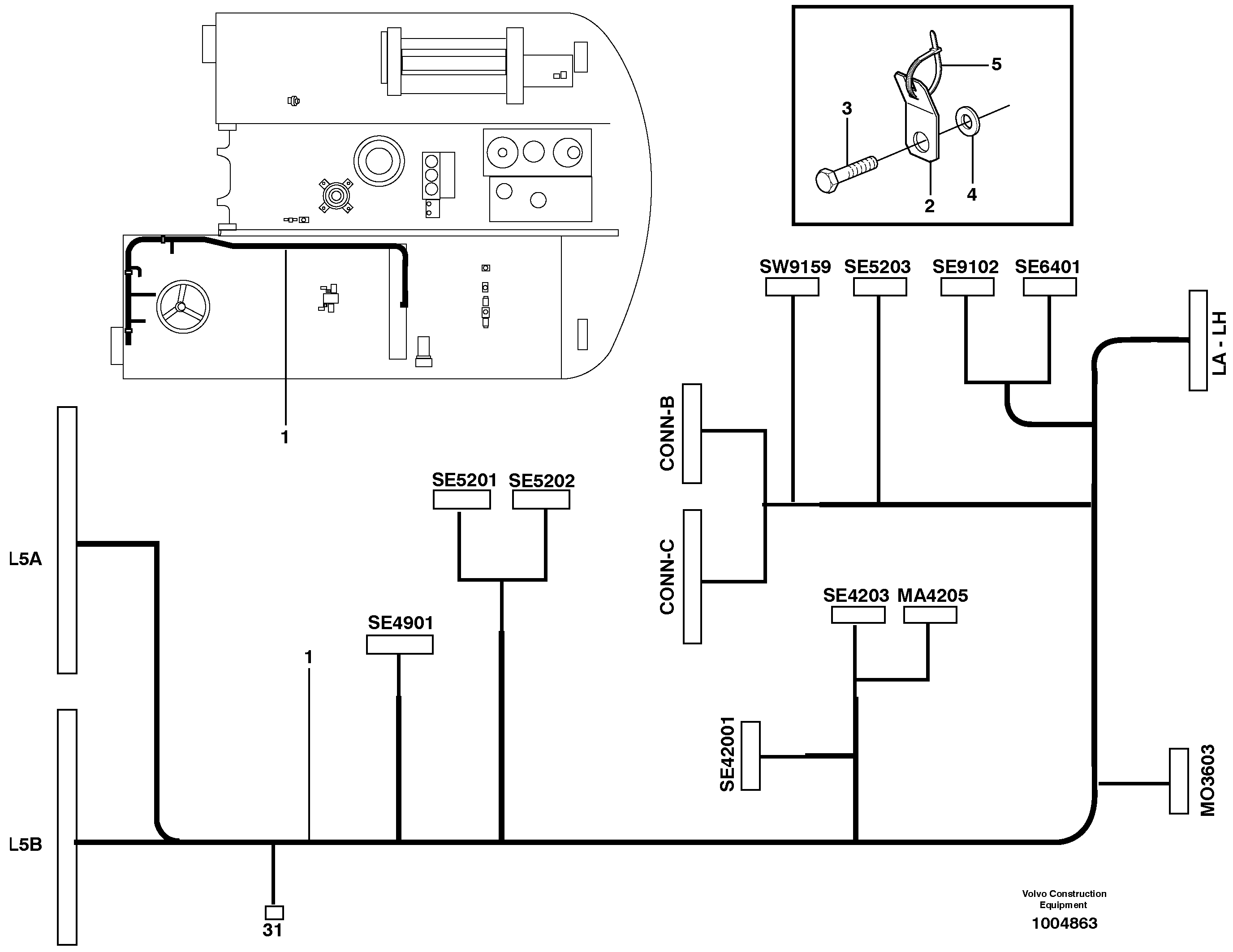 Схема запчастей Volvo EW160B - 24490 Cable harness, L5 EW160B