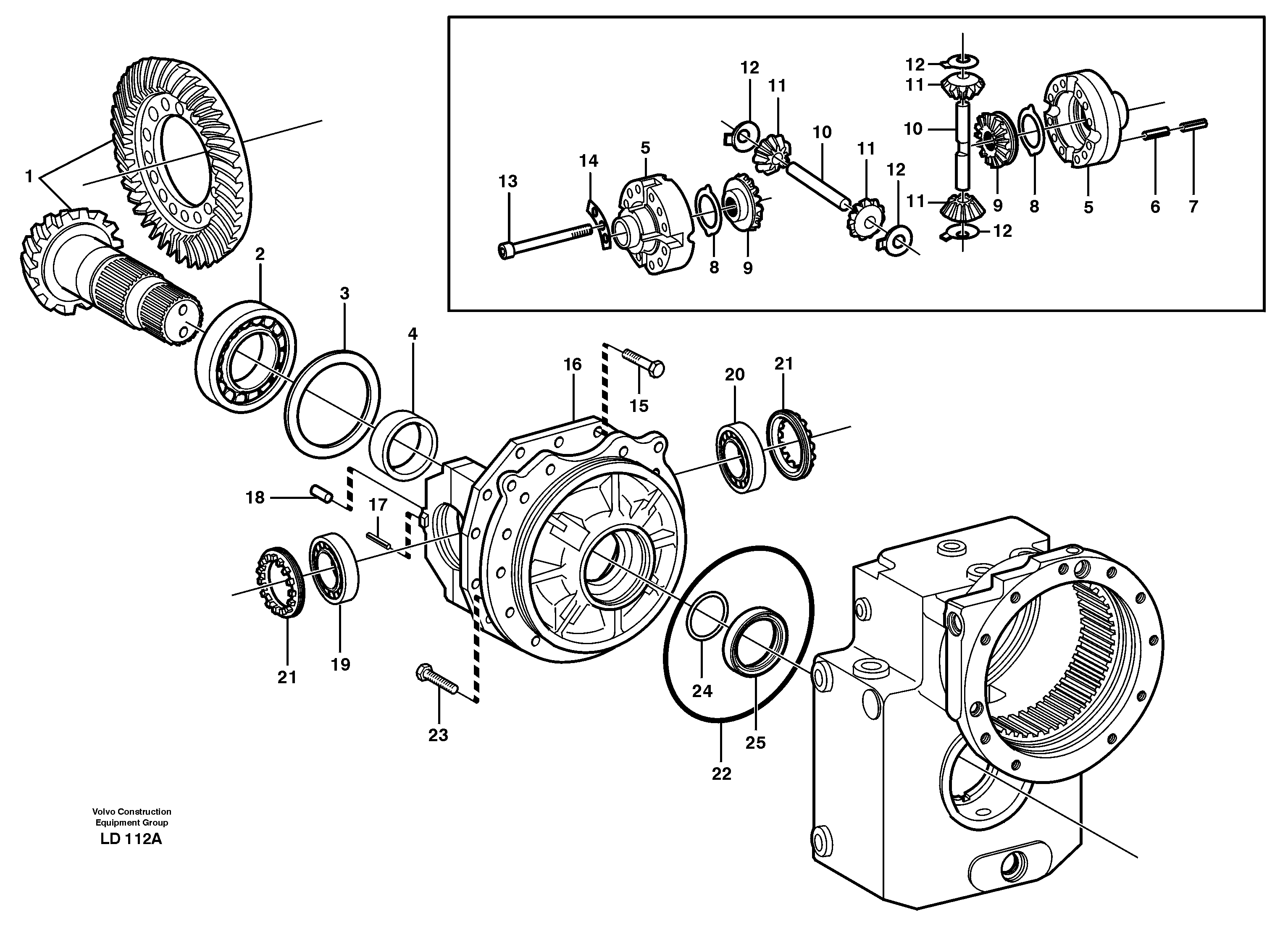 Схема запчастей Volvo EW160B - 37429 Rear axle, Differential EW160B