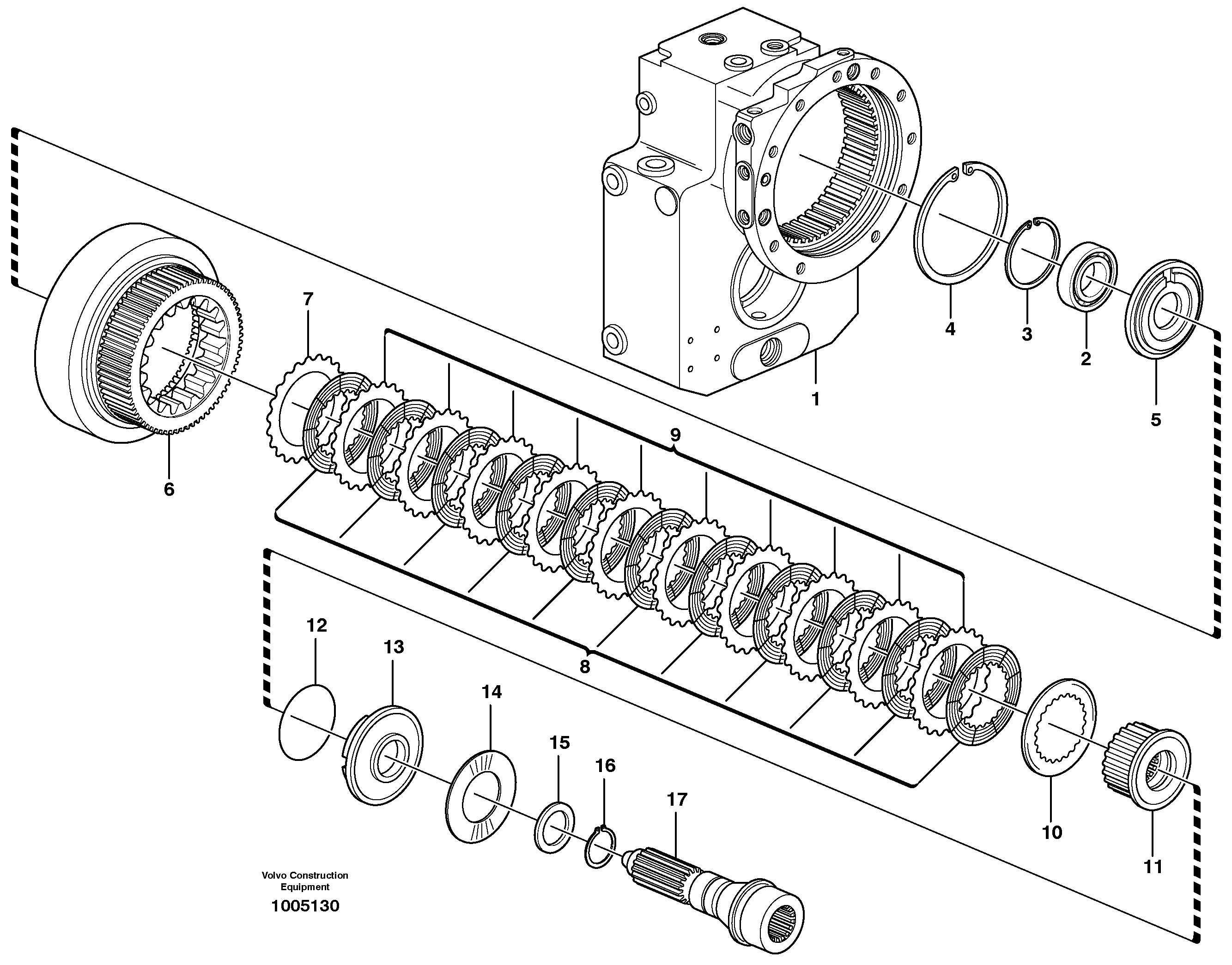 Схема запчастей Volvo EW160B - 37443 Rear axle, Clutch EW160B