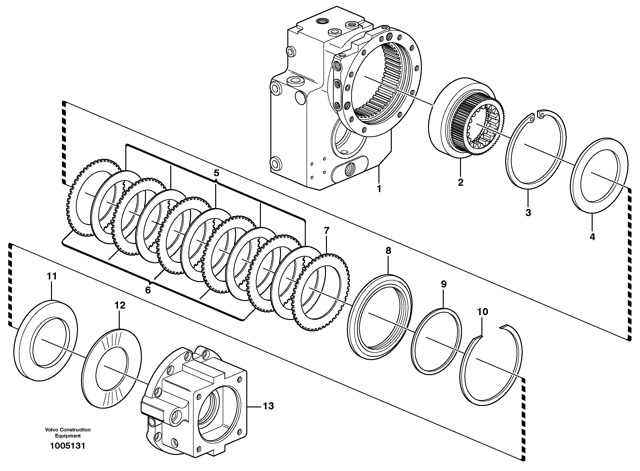 Схема запчастей Volvo EW160B - 37447 Rear axle, Brake diaphragm EW160B