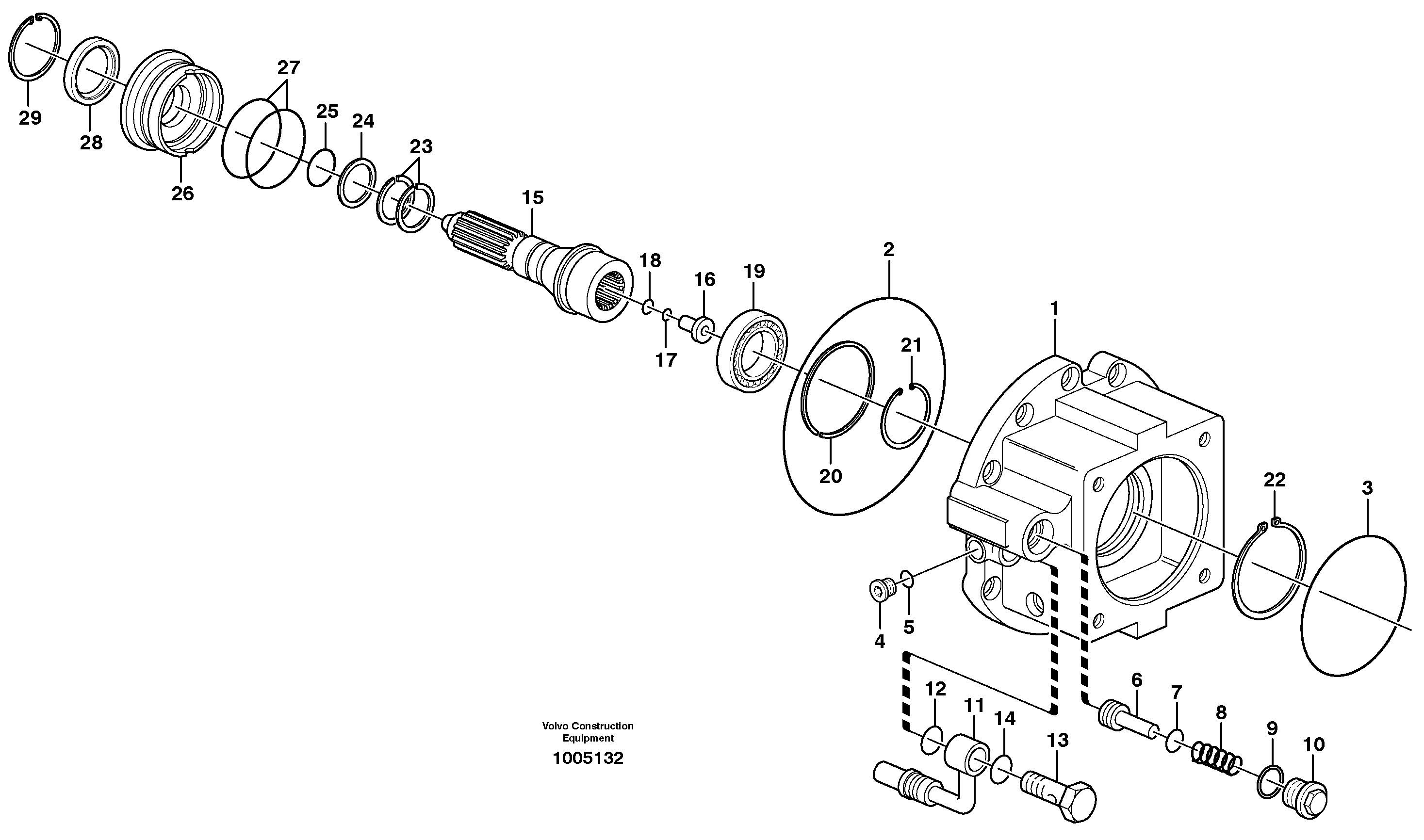 Схема запчастей Volvo EW160B - 37667 Rear axle, Pump housing EW160B