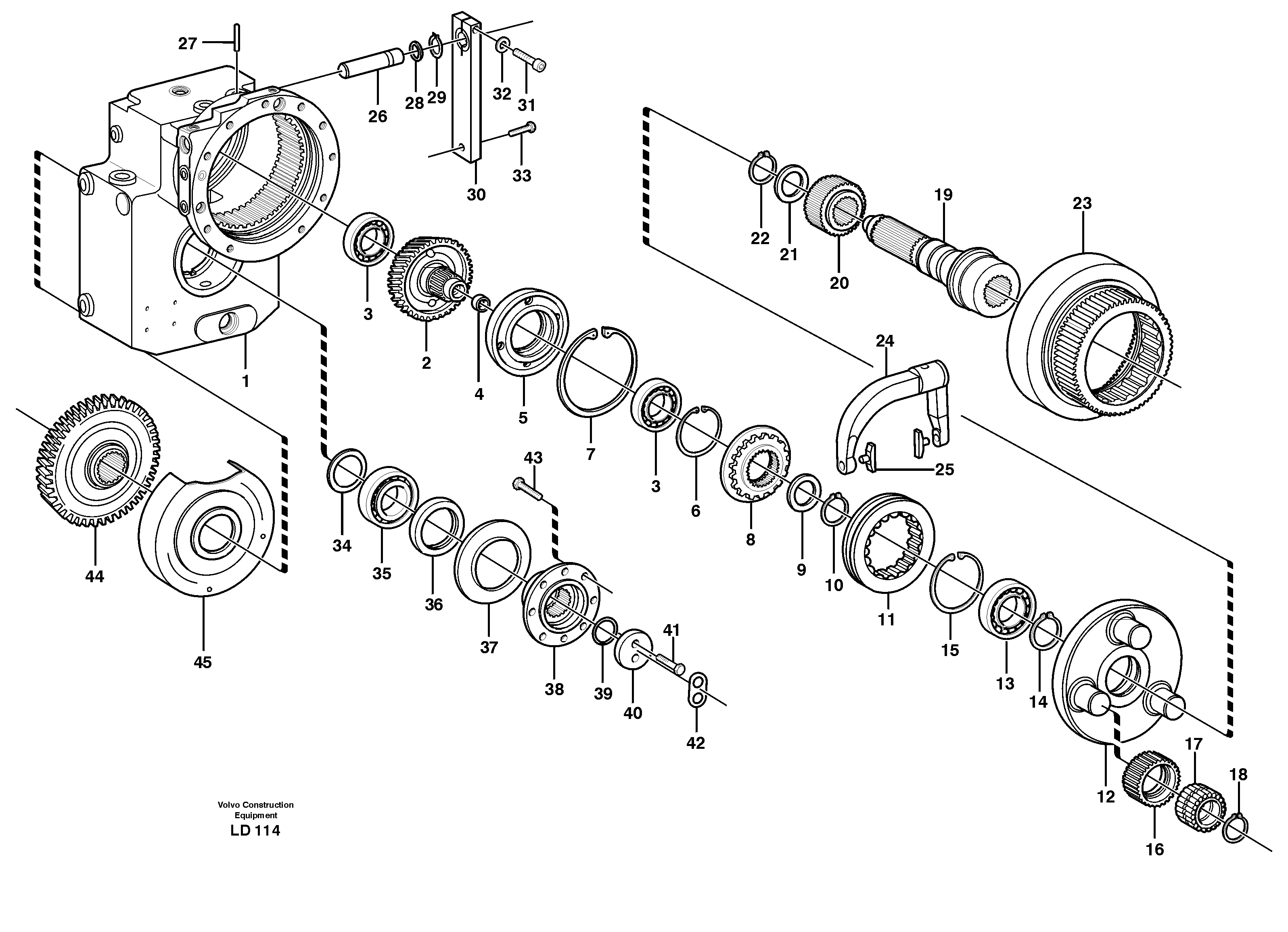 Схема запчастей Volvo EW160B - 5952 Rear axle, Gear and axle EW160B