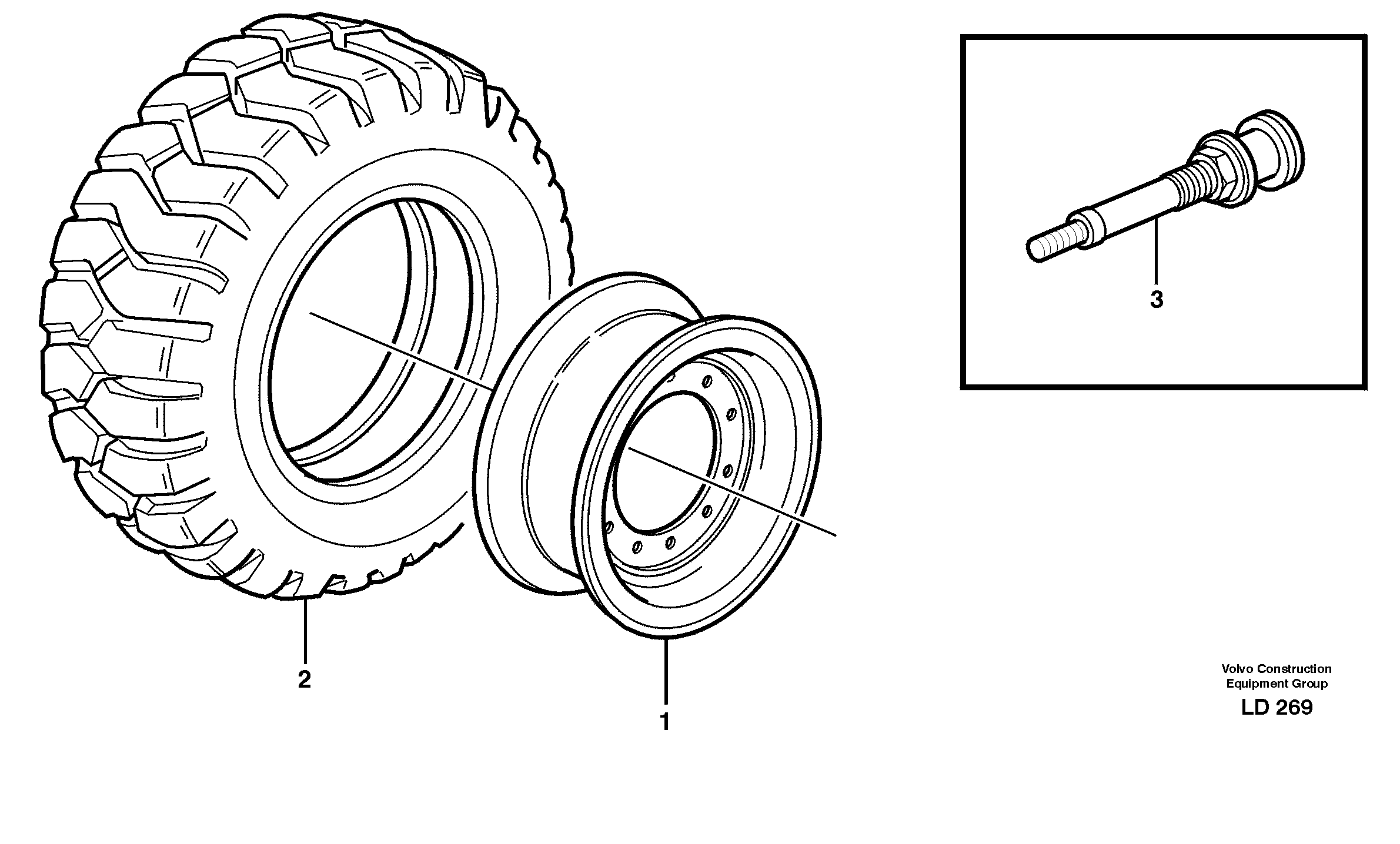 Схема запчастей Volvo EW160B - 37587 Wheels, wide-base EW160B