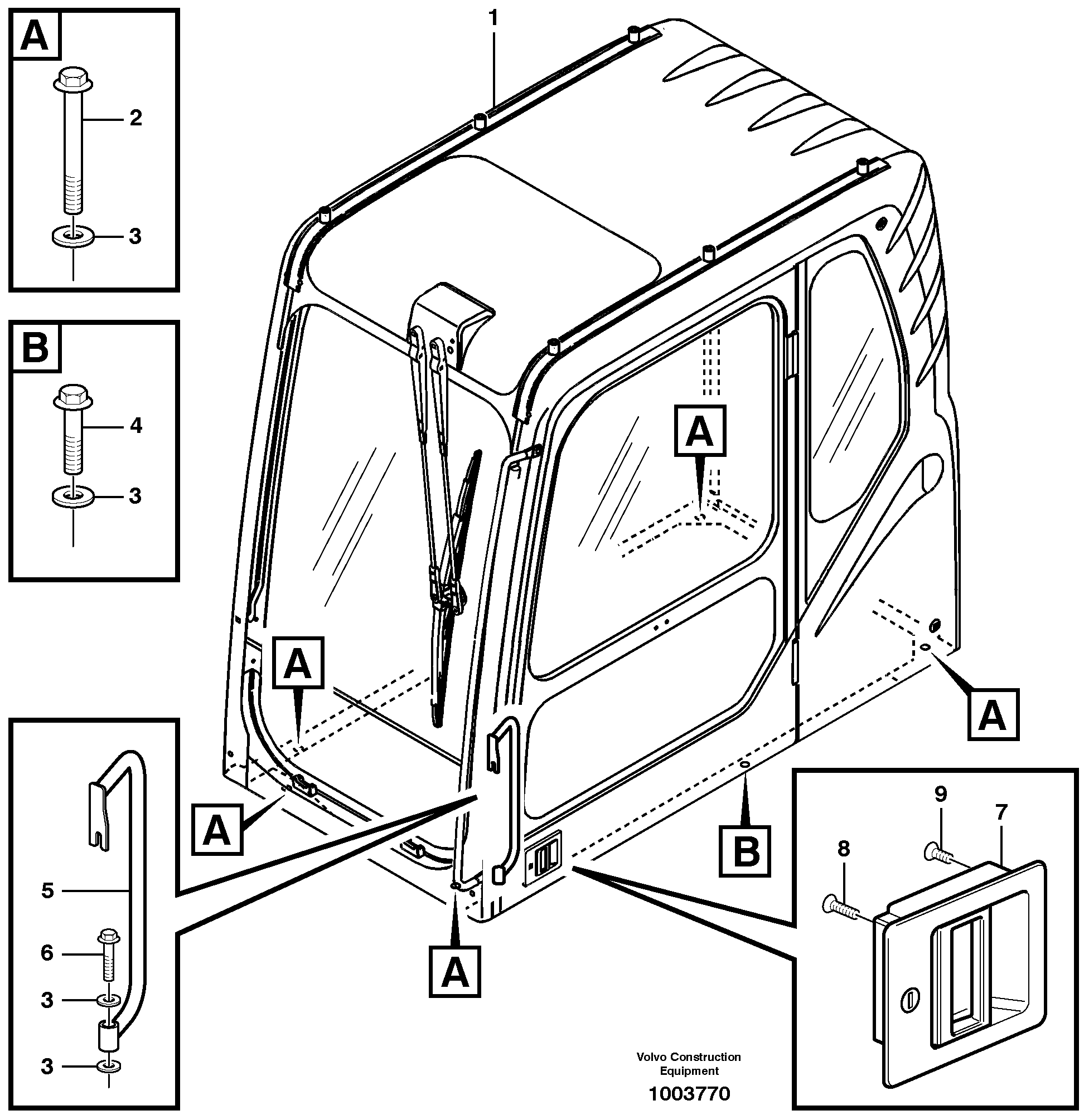 Схема запчастей Volvo EW160B - 37589 Drivers cab EW160B