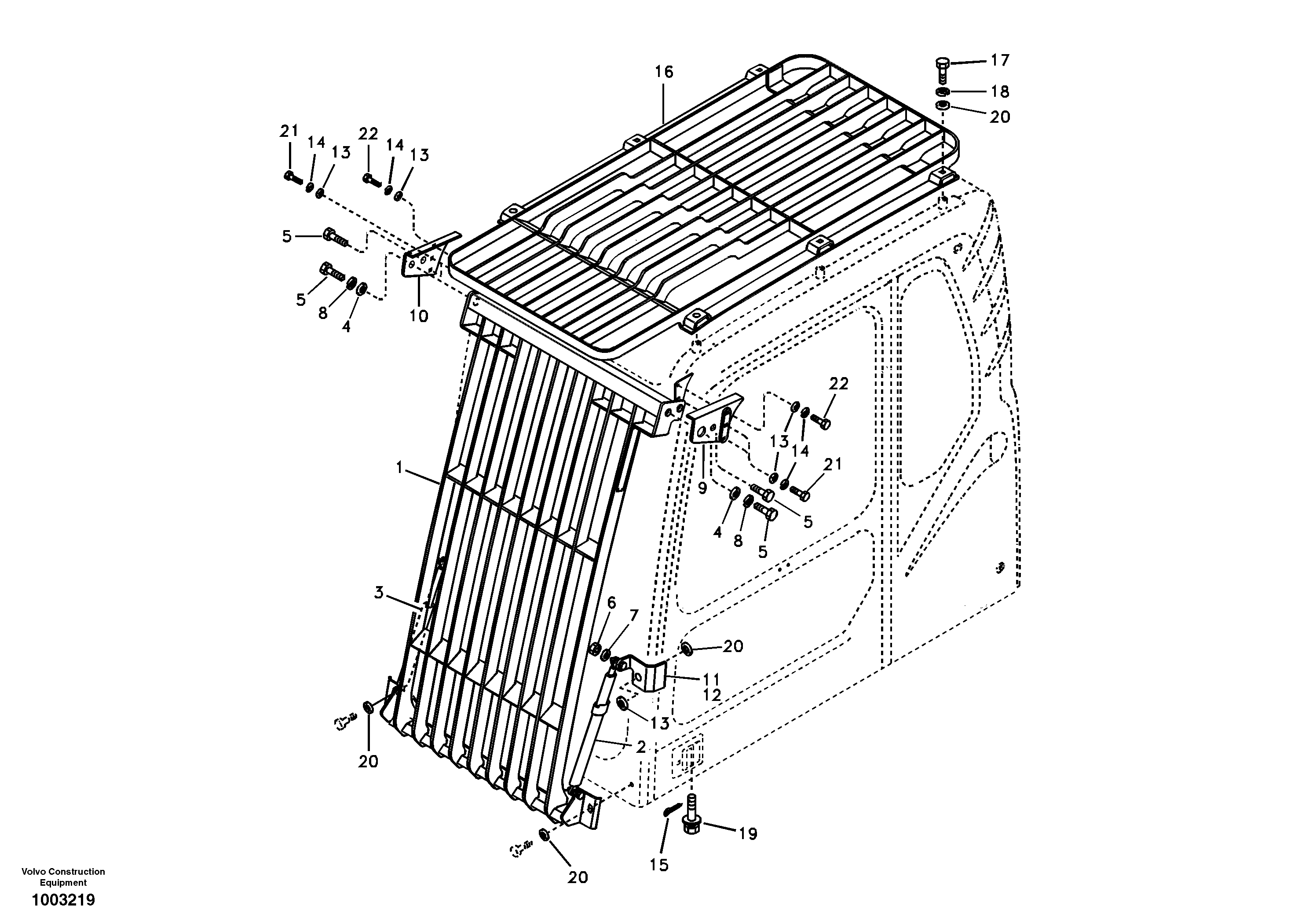 Схема запчастей Volvo EW160B - 42139 Falling object guards EW160B