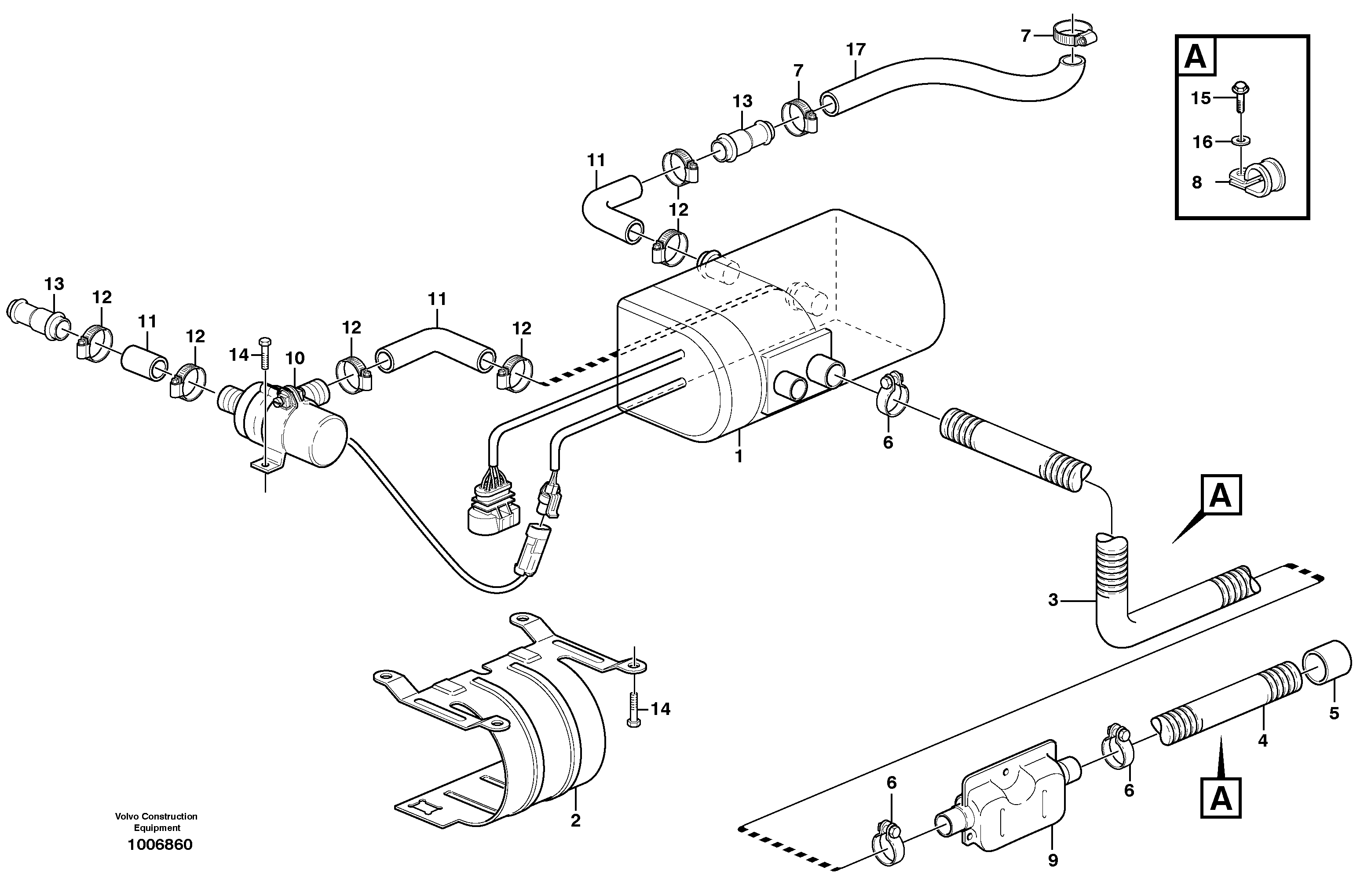 Схема запчастей Volvo EW160B - 43530 Heater, diesel exhaust system EW160B