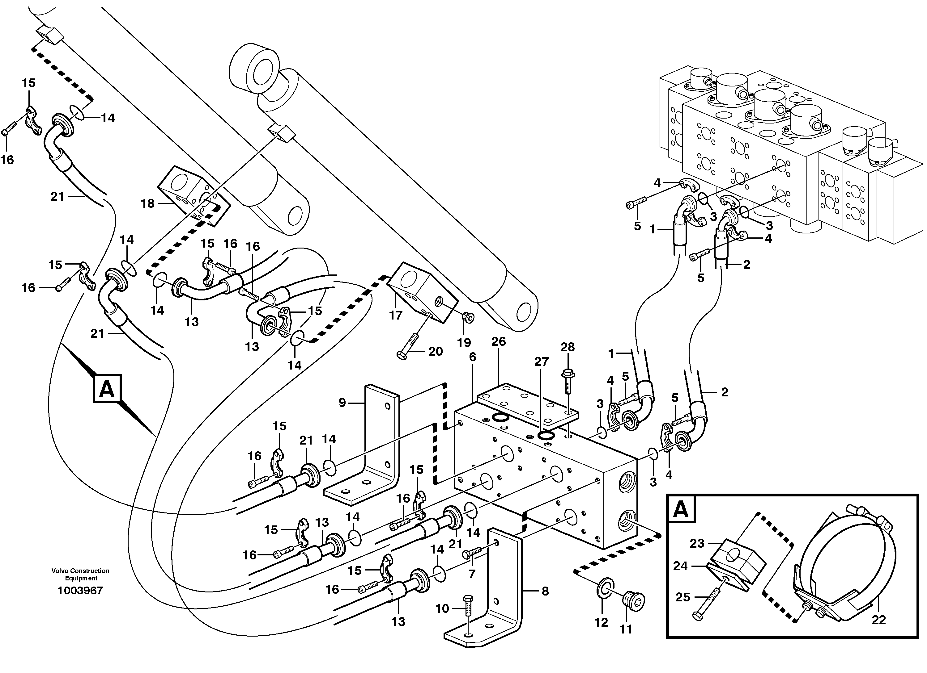 Схема запчастей Volvo EW160B - 37968 Hydraulic system, boom EW160B