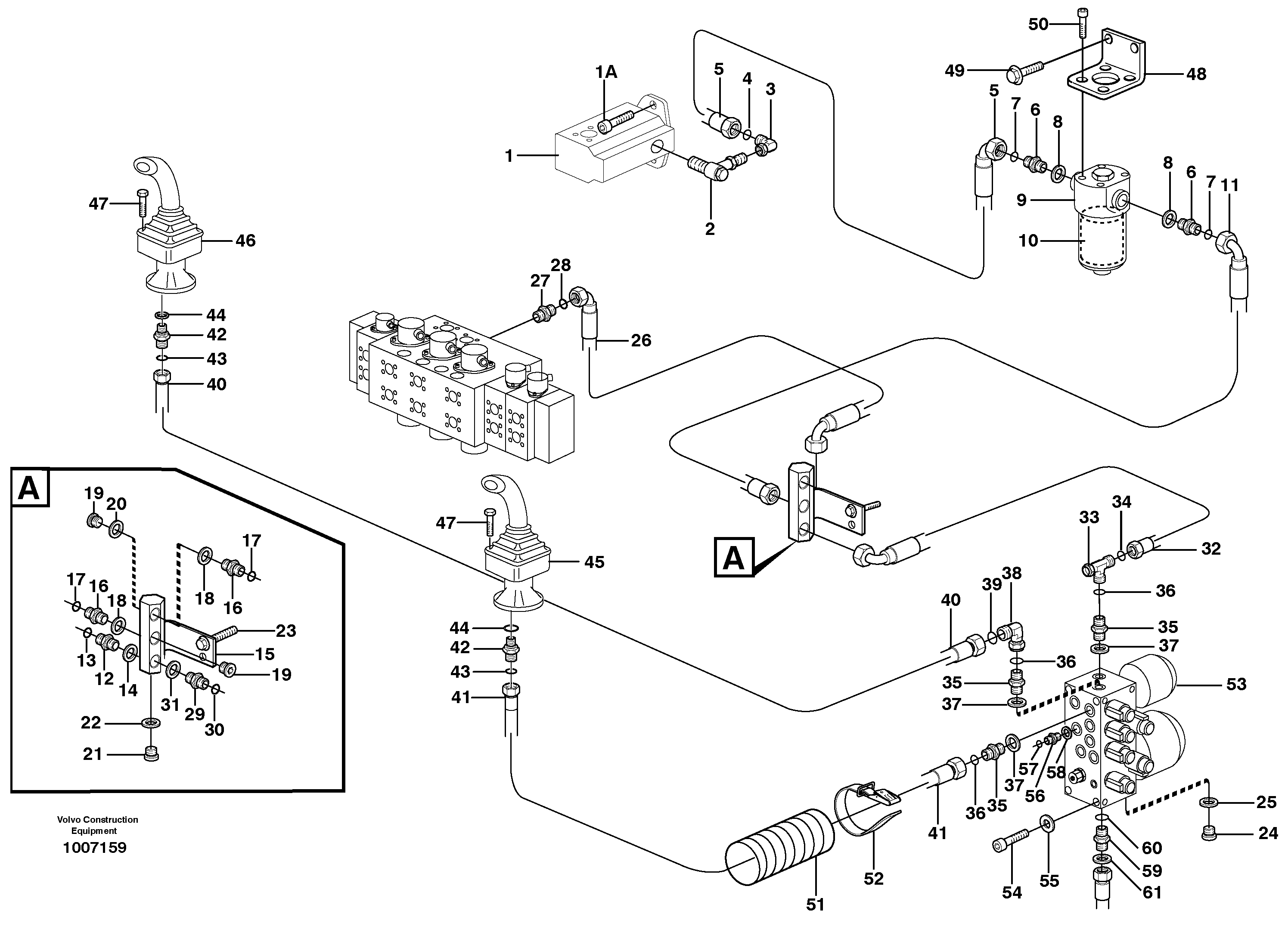 Схема запчастей Volvo EW160B - 18971 Servo-system: Feed lines EW160B