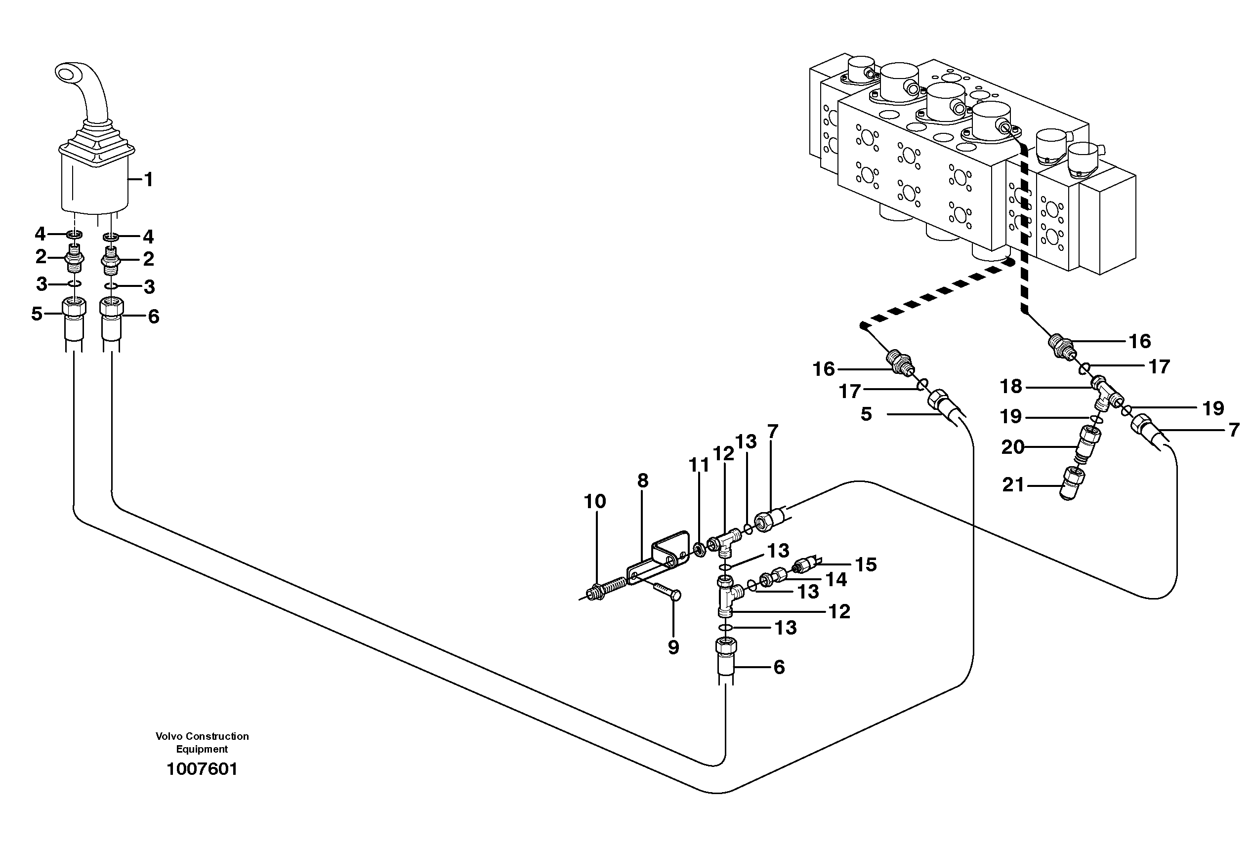 Схема запчастей Volvo EW160B - 45434 Servo hydraulics, mono boom EW160B