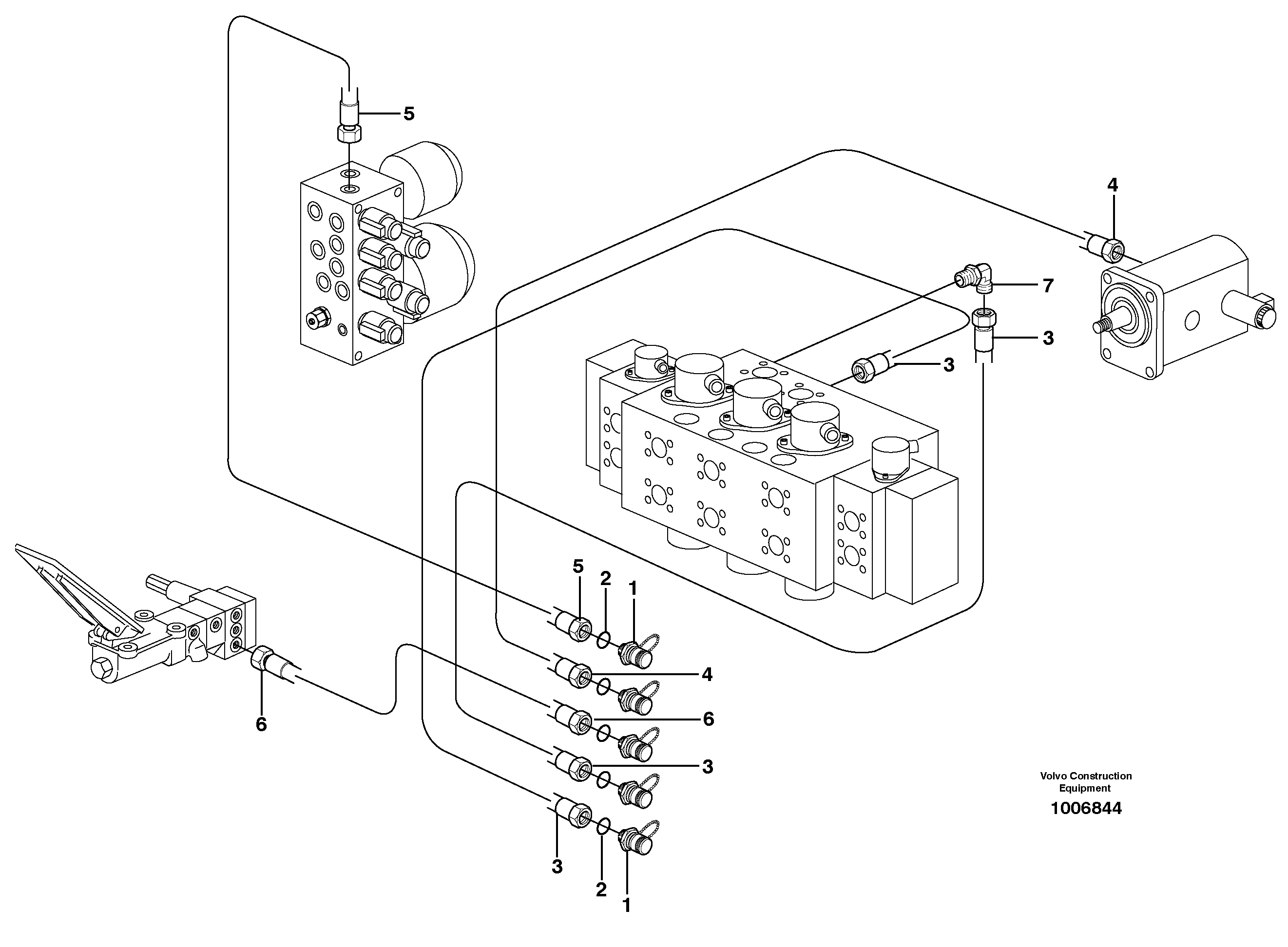 Схема запчастей Volvo EW160B - 45436 Servo hydraulics, Testing sleeve EW160B