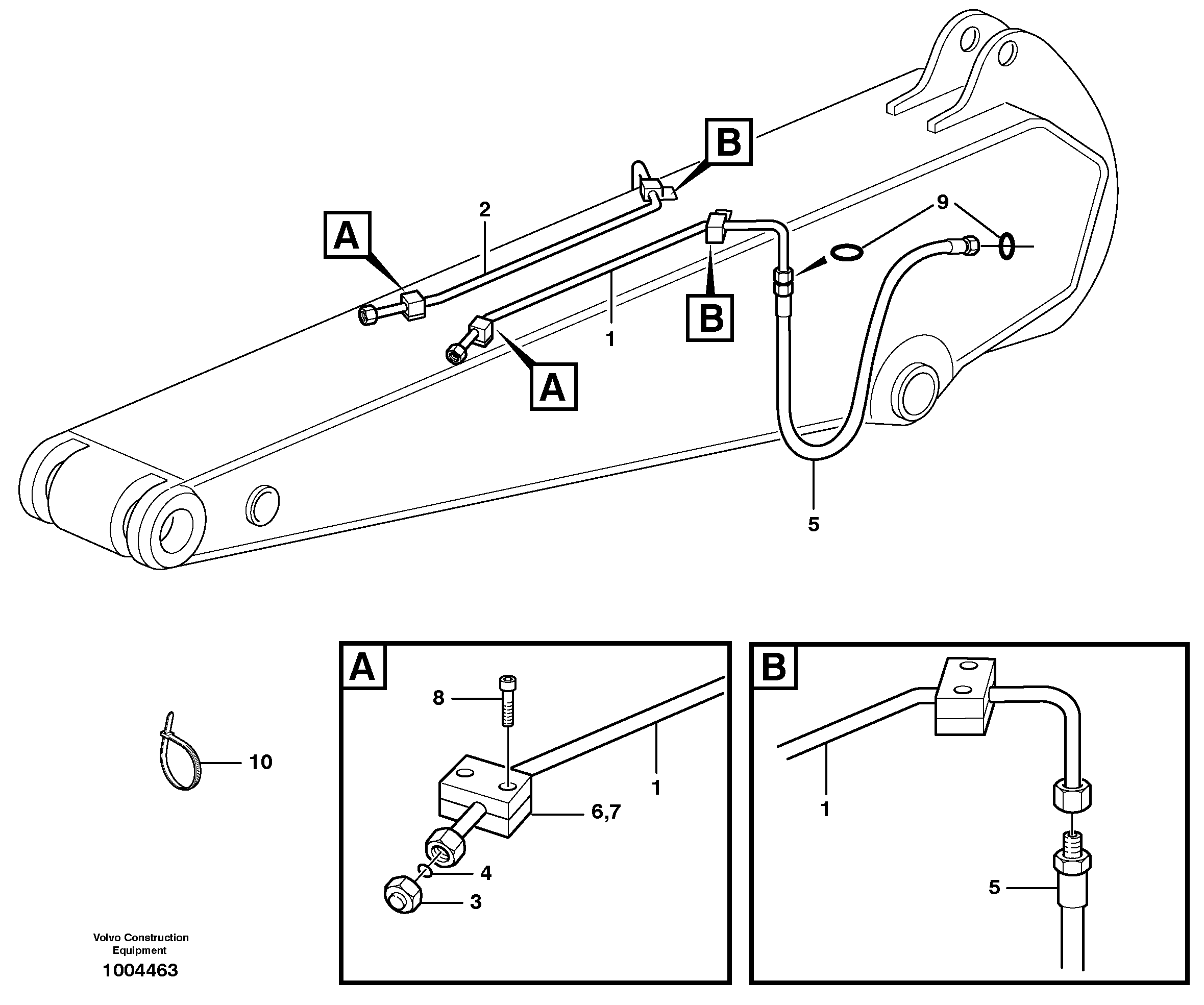 Схема запчастей Volvo EW160B - 45793 Hydr. equipm. on dipper arm, X3 EW160B