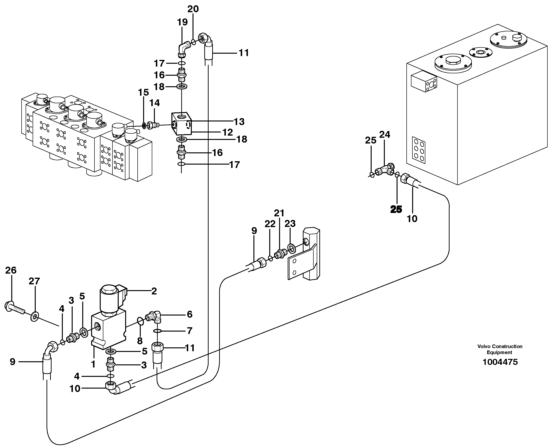 Схема запчастей Volvo EW160B - 59940 Hammer control, operating valve EW160B