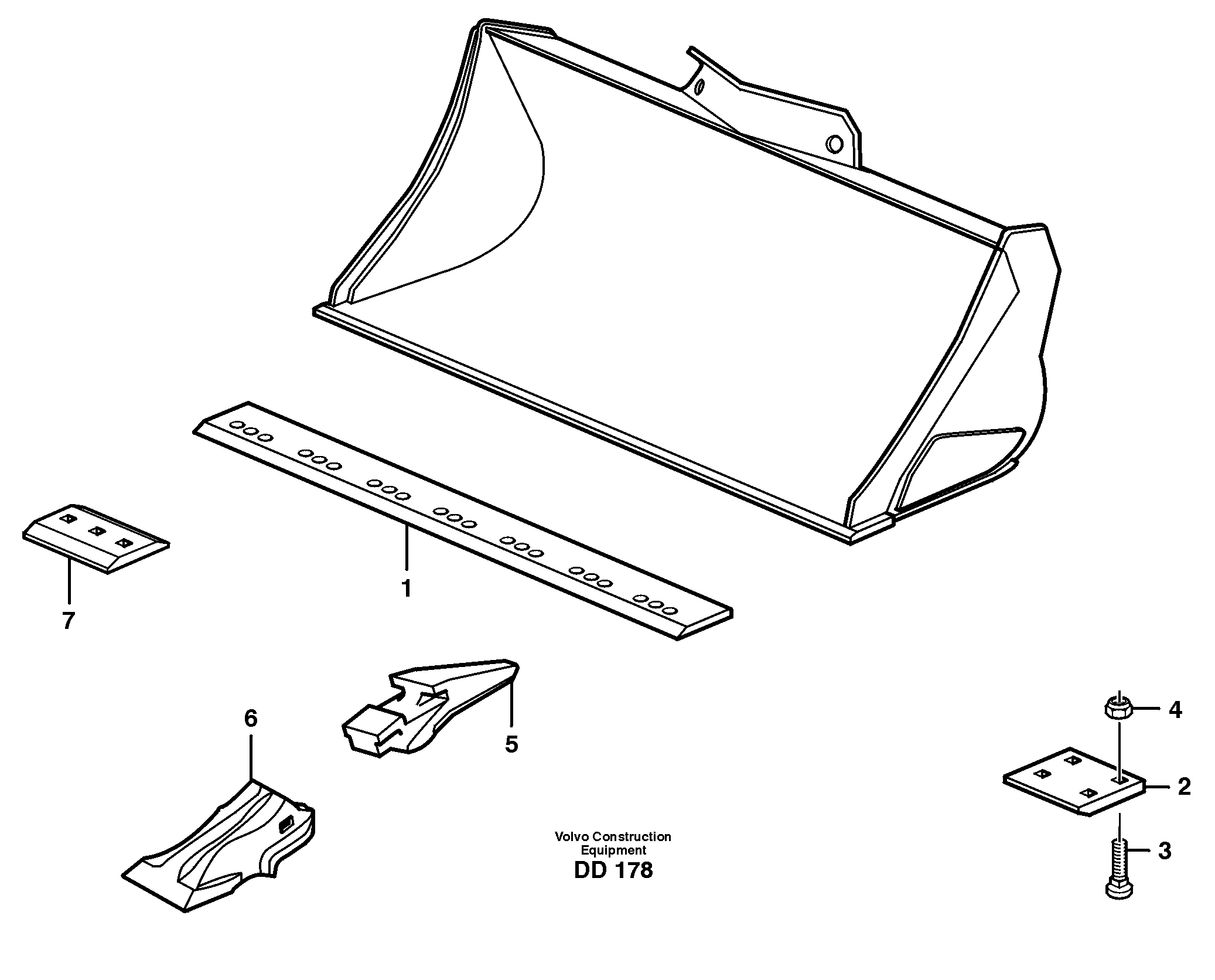 Схема запчастей Volvo EW160B - 11156 Bucket, straight with teeth ATTACHMENTS ATTACHMENTS BUCKETS