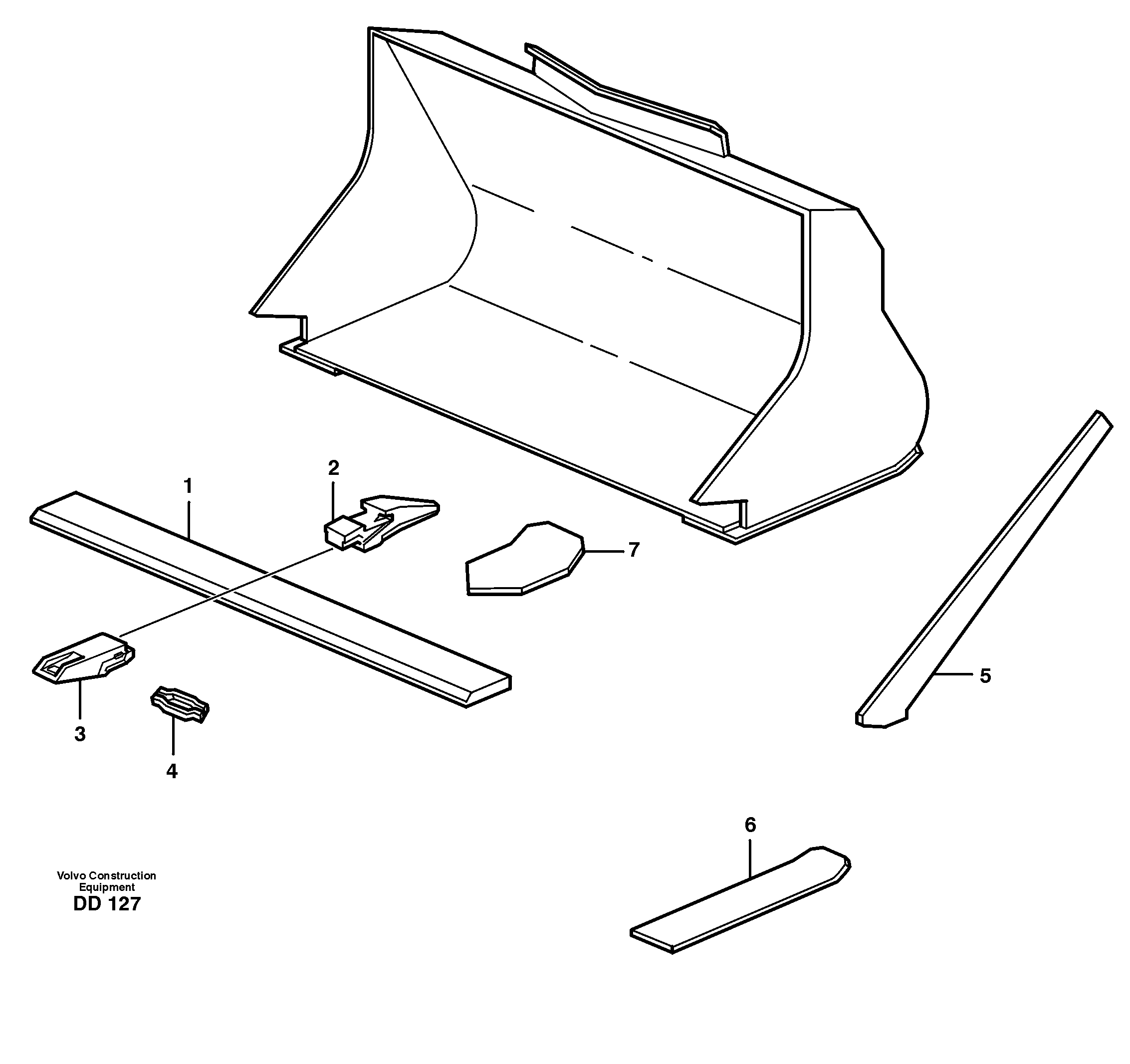 Схема запчастей Volvo EW160B - 15199 Bucket, straight with teeth ATTACHMENTS ATTACHMENTS BUCKETS