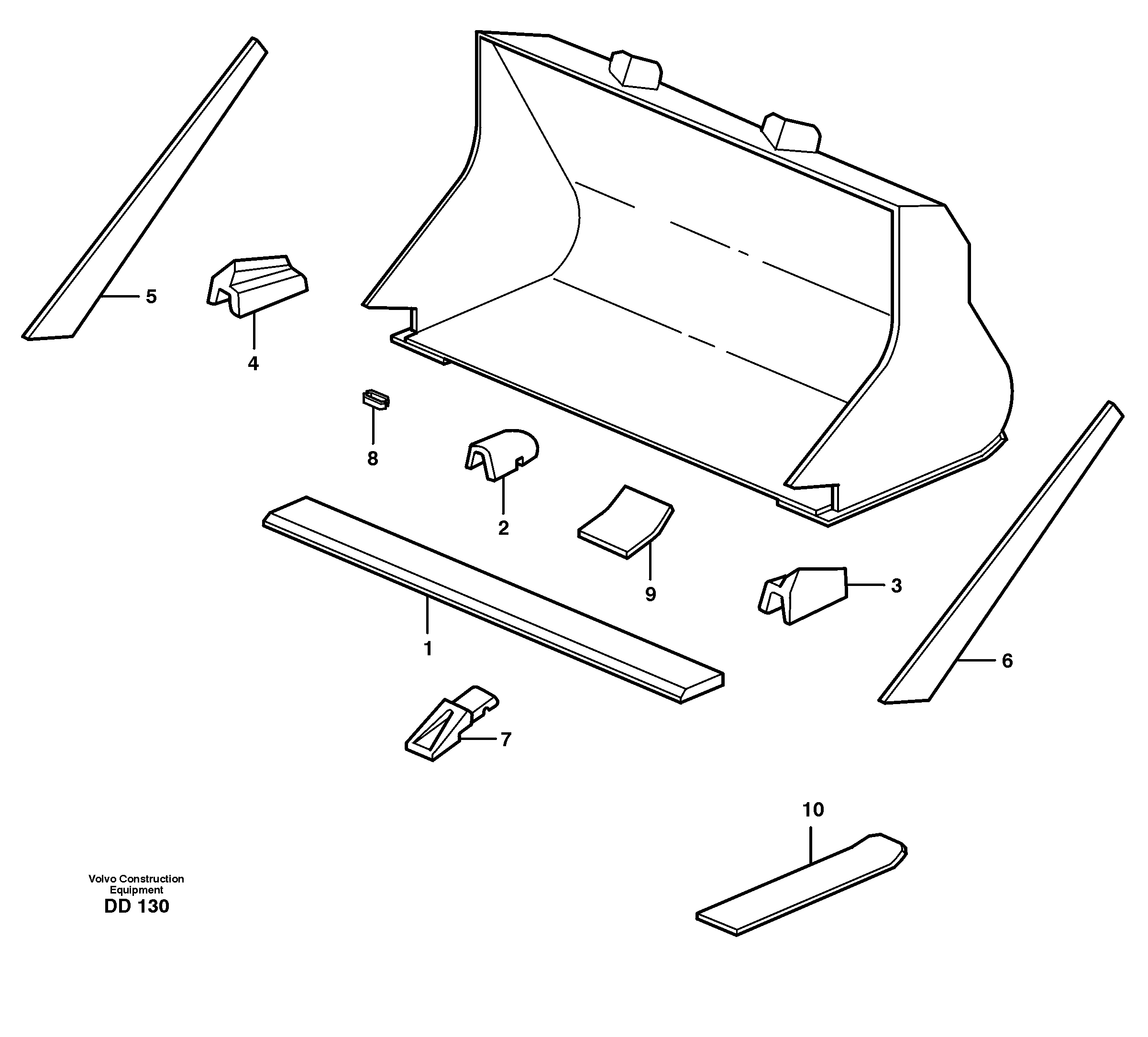 Схема запчастей Volvo EW160B - 15268 Bucket, straight with teeth ATTACHMENTS ATTACHMENTS BUCKETS