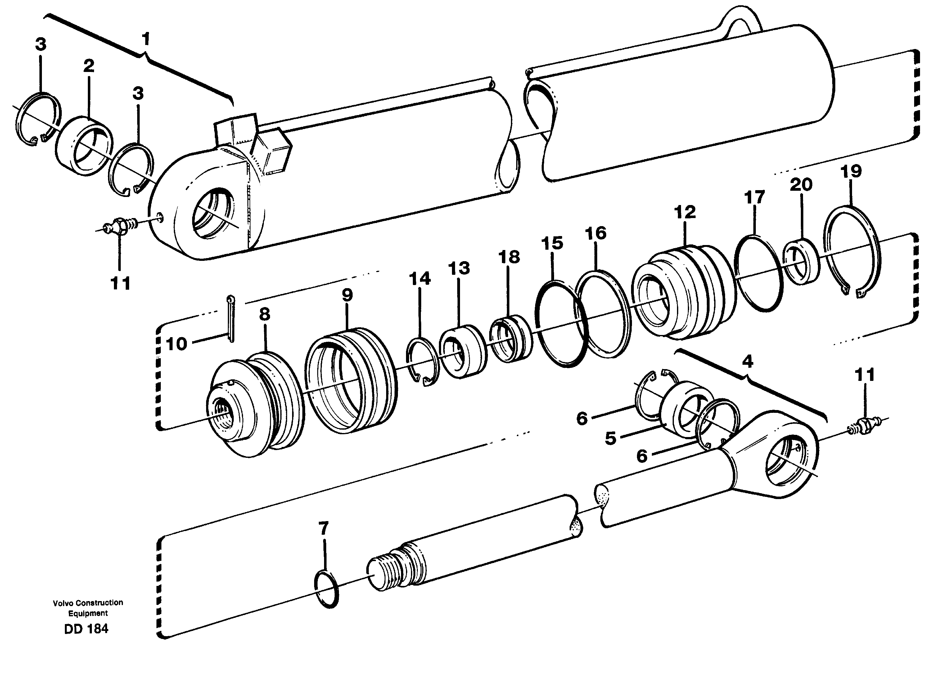 Схема запчастей Volvo EW160B - 39754 Гидроцилиндр ATTACHMENTS ATTACHMENTS BUCKETS