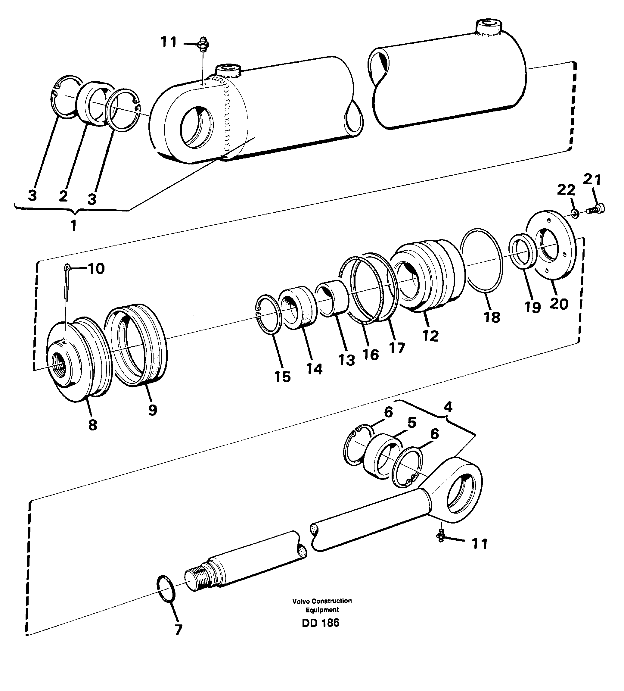 Схема запчастей Volvo EW160B - 39758 Гидроцилиндр ATTACHMENTS ATTACHMENTS BUCKETS