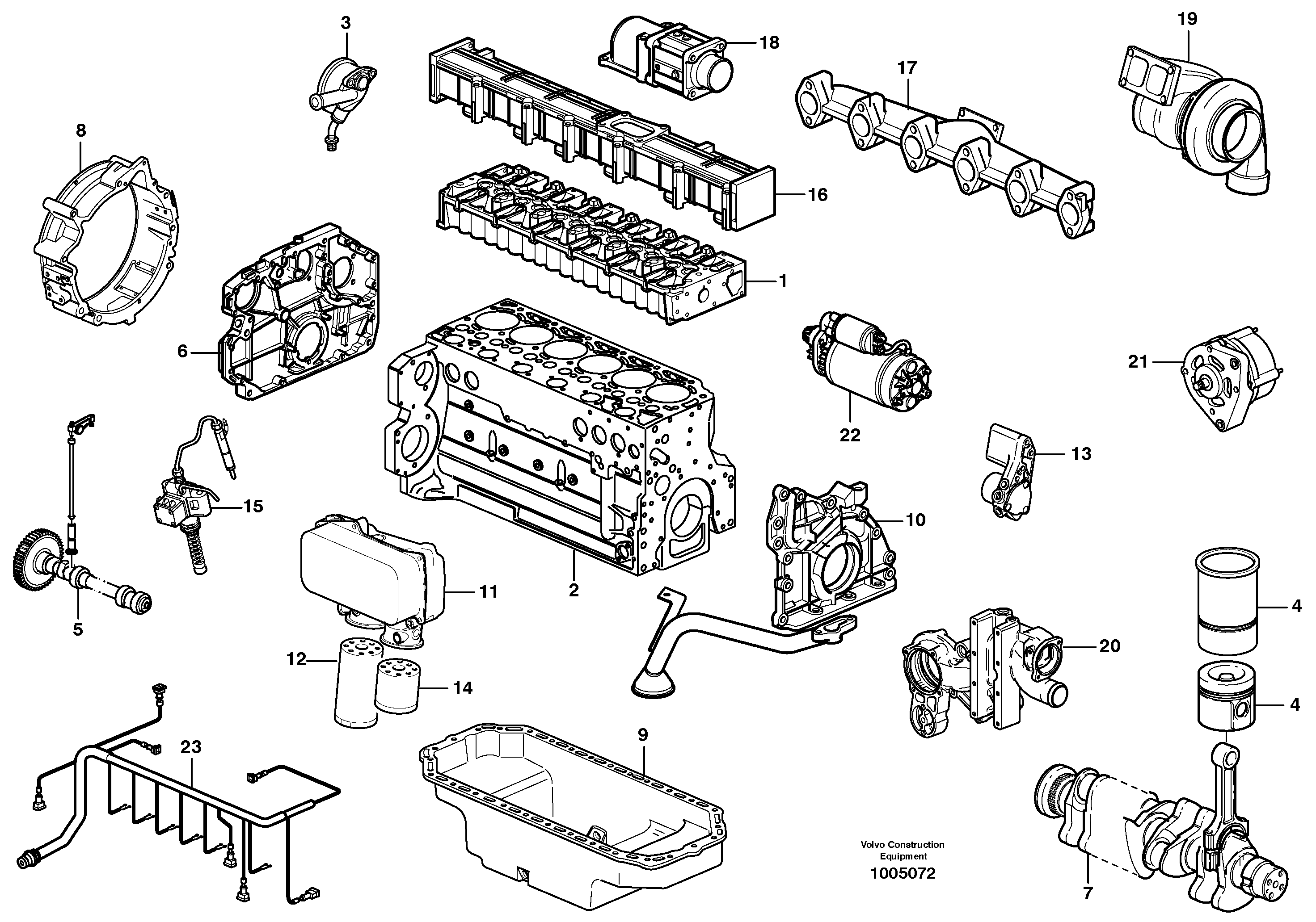 Схема запчастей Volvo EW160B - 18633 Двигатель в сборе EW160B