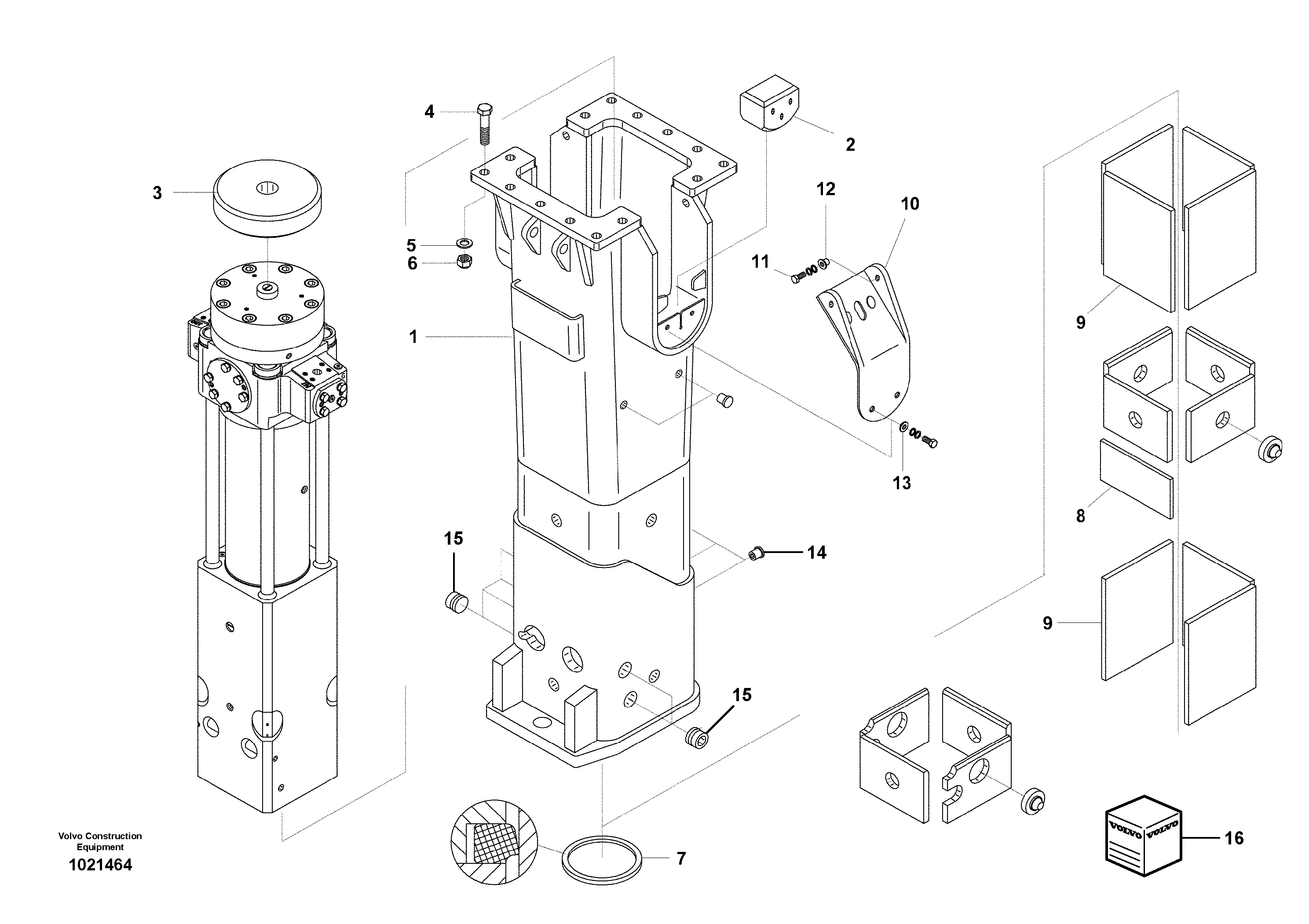 Схема запчастей Volvo EW160B - 44568 Hydraulic Hammer, Housing EW160B