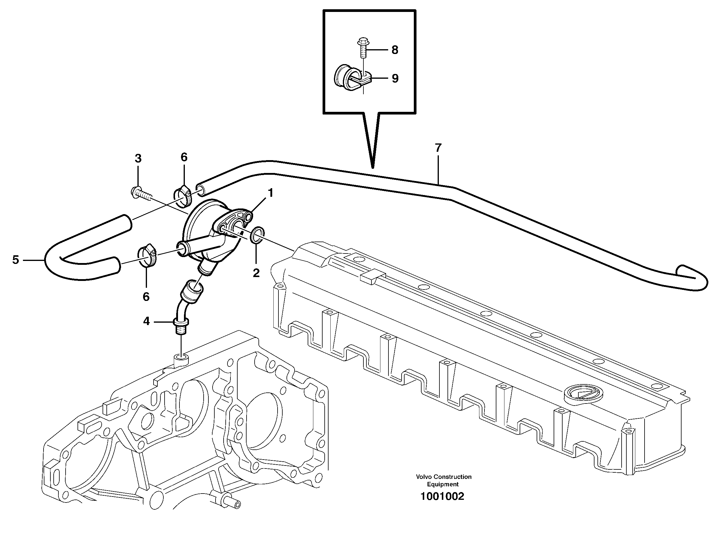 Схема запчастей Volvo EW160B - 18635 Crankcase ventilation EW160B