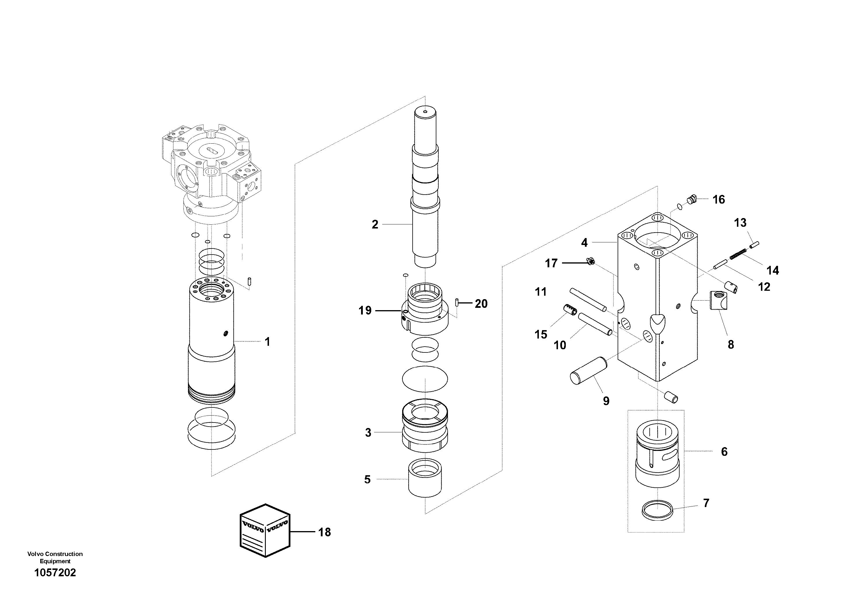 Схема запчастей Volvo EW160B - 76459 Hydraulic Hammer, Accumulator Housing EW160B