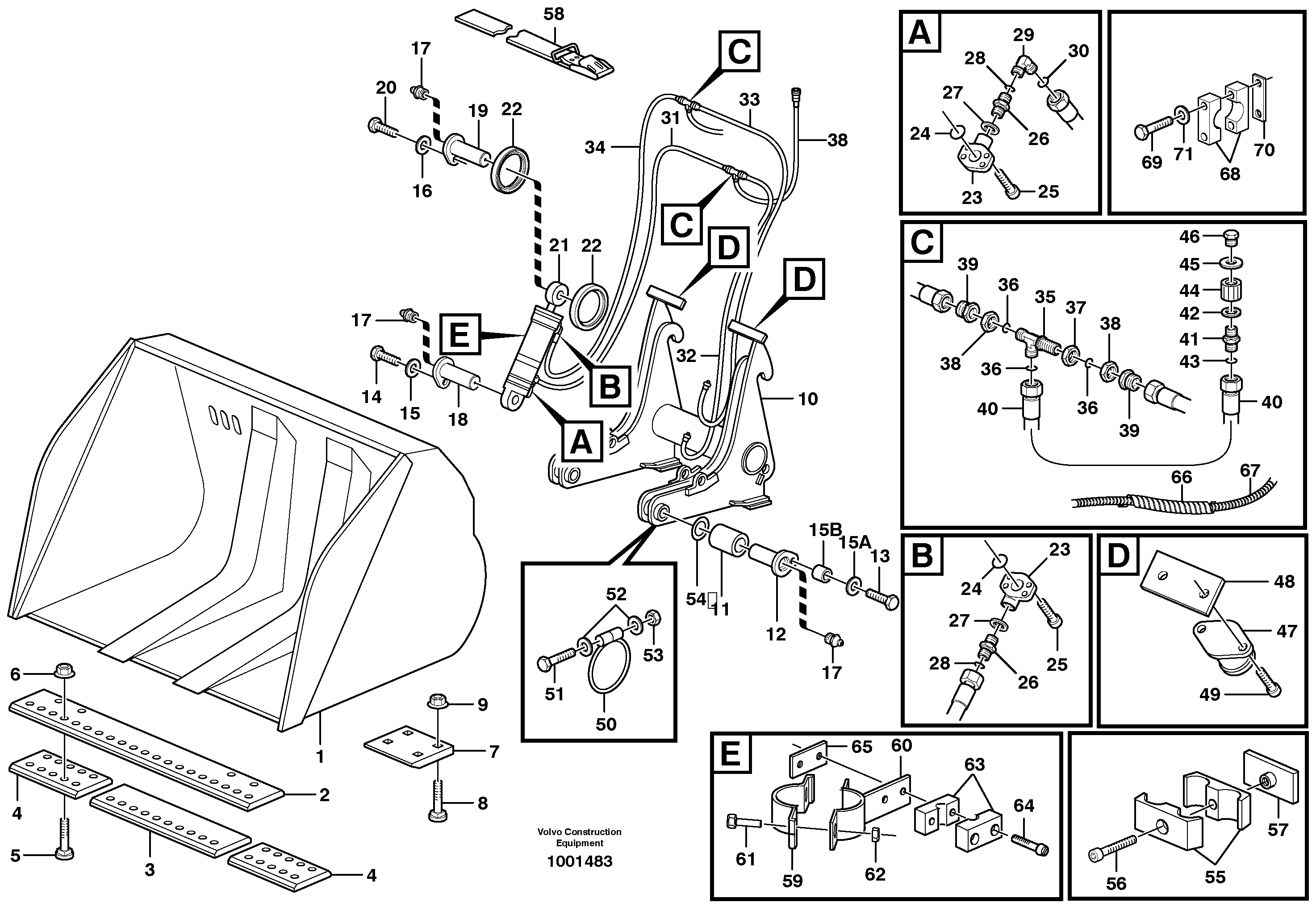 Схема запчастей Volvo EW160B - 79862 High-tipping bucket ATTACHMENTS ATTACHMENTS BUCKETS