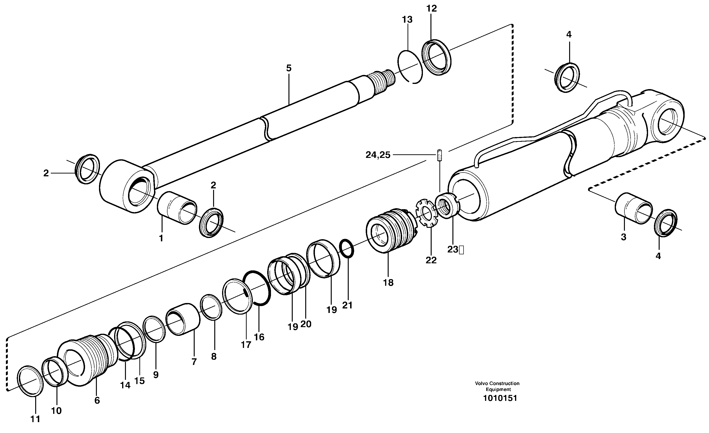 Схема запчастей Volvo EW160B - 44826 Hydraulic cylinder, stabilisor EW160B