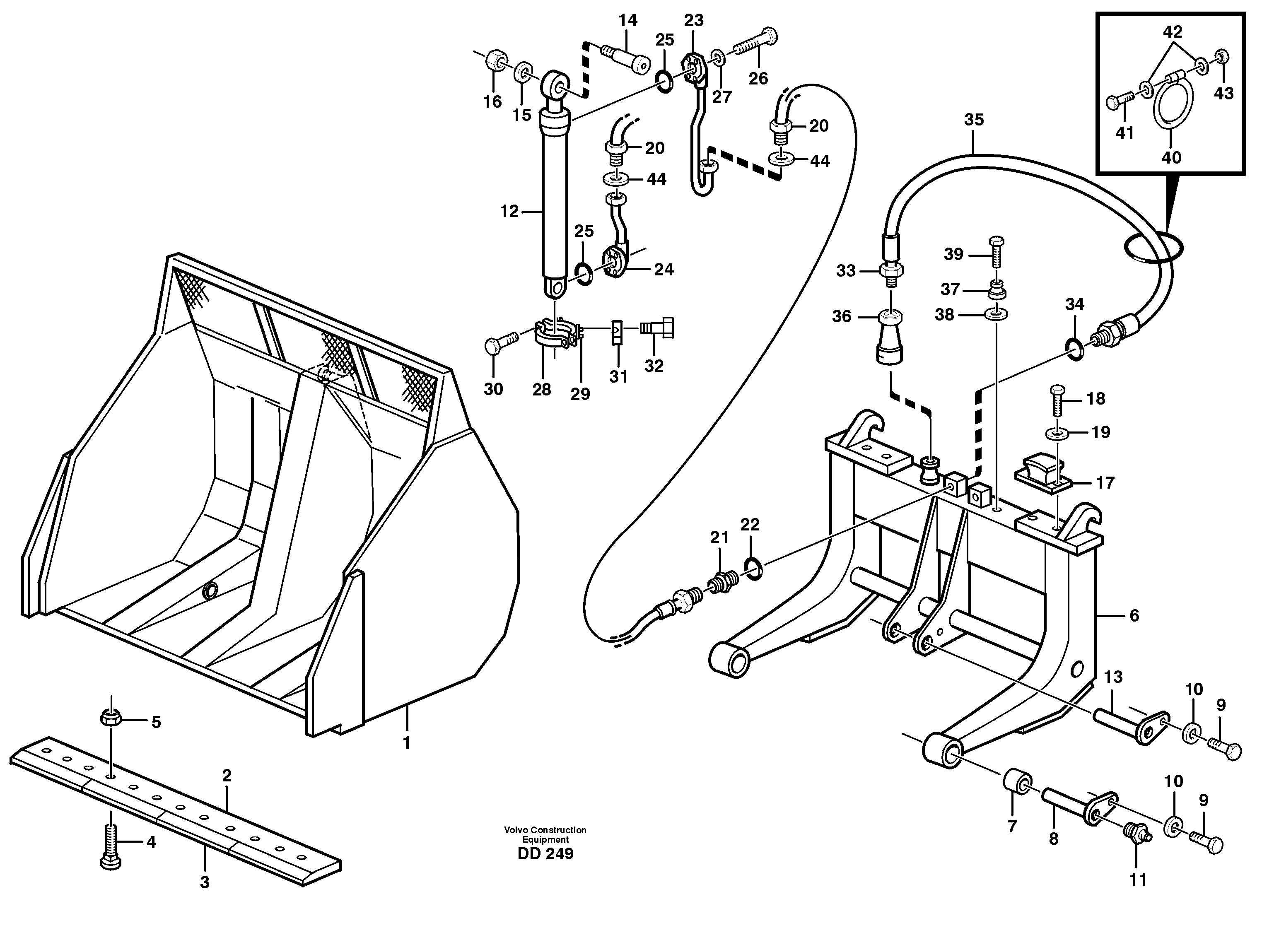 Схема запчастей Volvo EW160B - 99691 High-tipping bucket ATTACHMENTS ATTACHMENTS BUCKETS