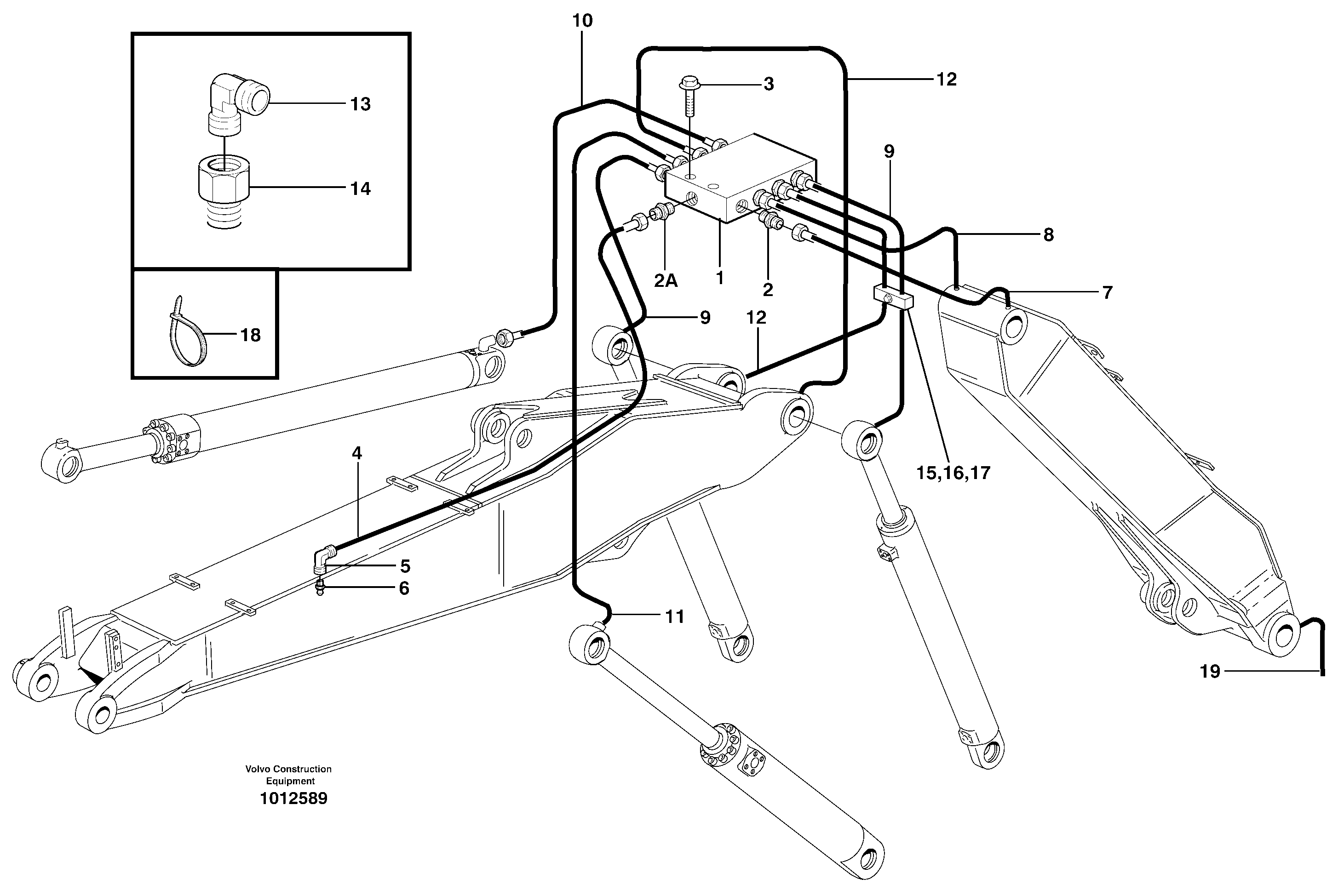 Схема запчастей Volvo EW160B - 41933 Central lubrication, adjustable boom EW160B
