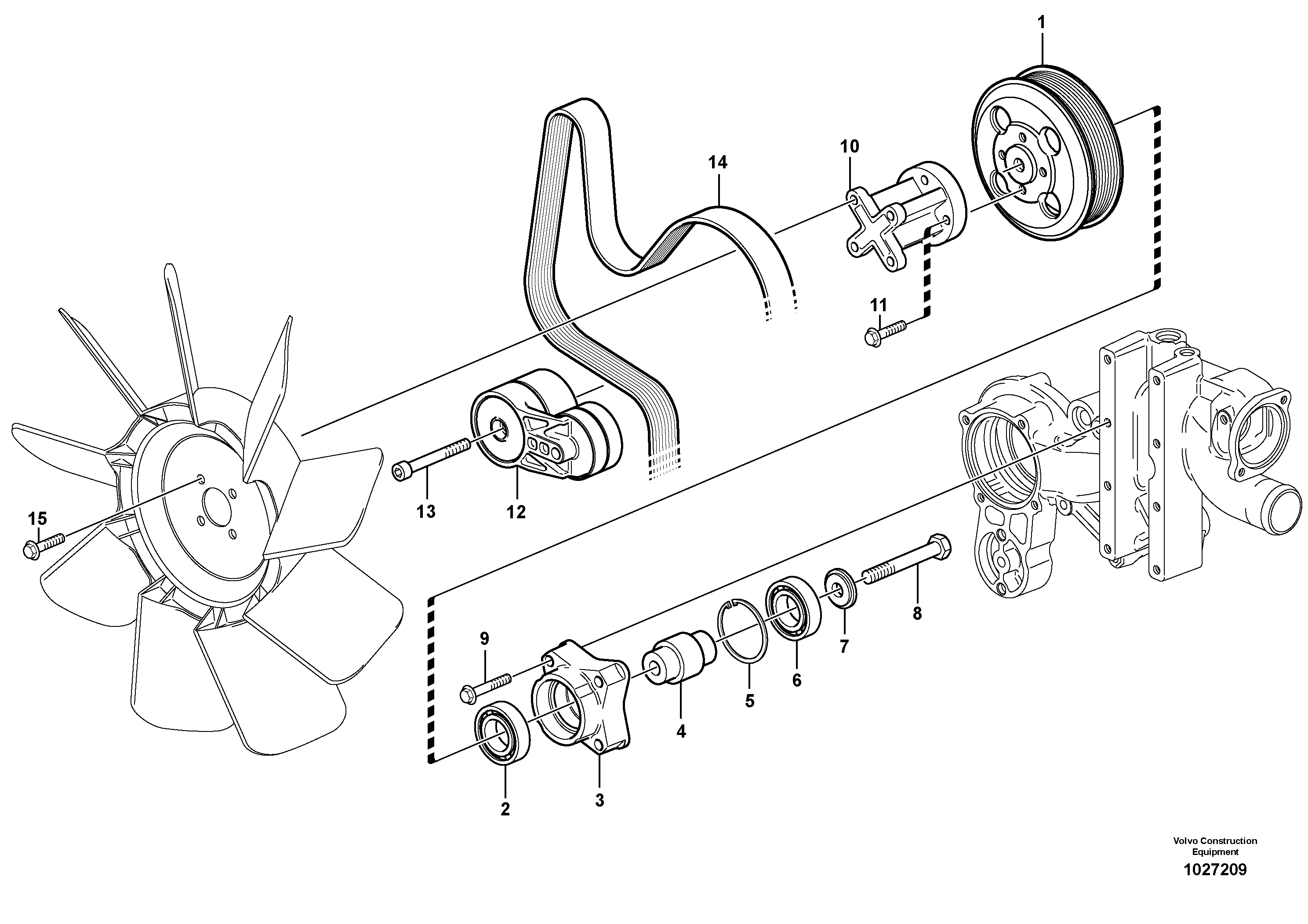 Схема запчастей Volvo EW160B - 7535 Belt transmission EW160B