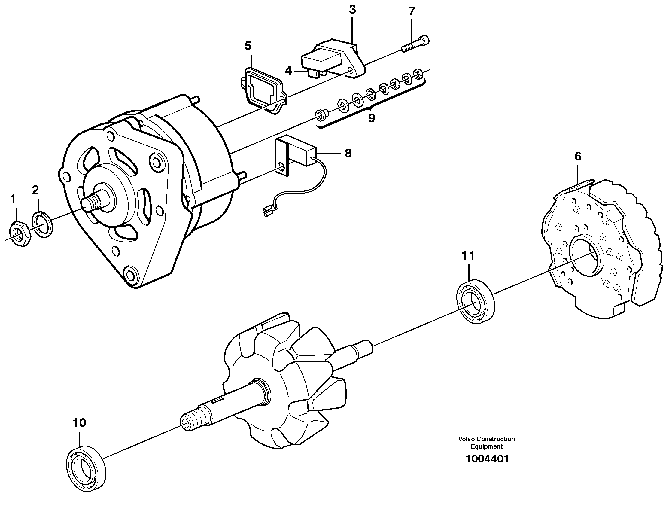 Схема запчастей Volvo EW160B - 20822 Alternator EW160B