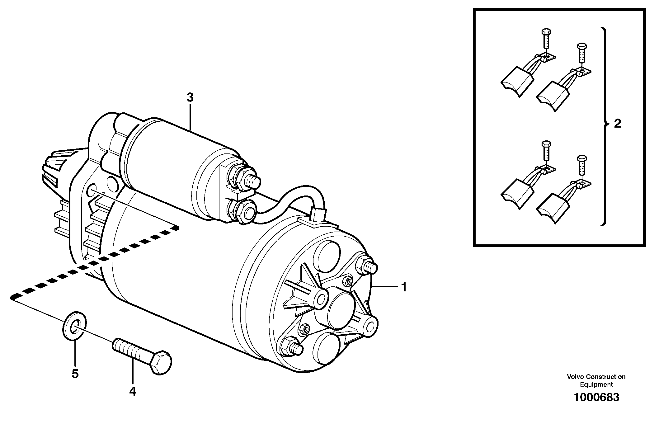 Схема запчастей Volvo EW160B - 20829 Starter motor with assembling details EW160B
