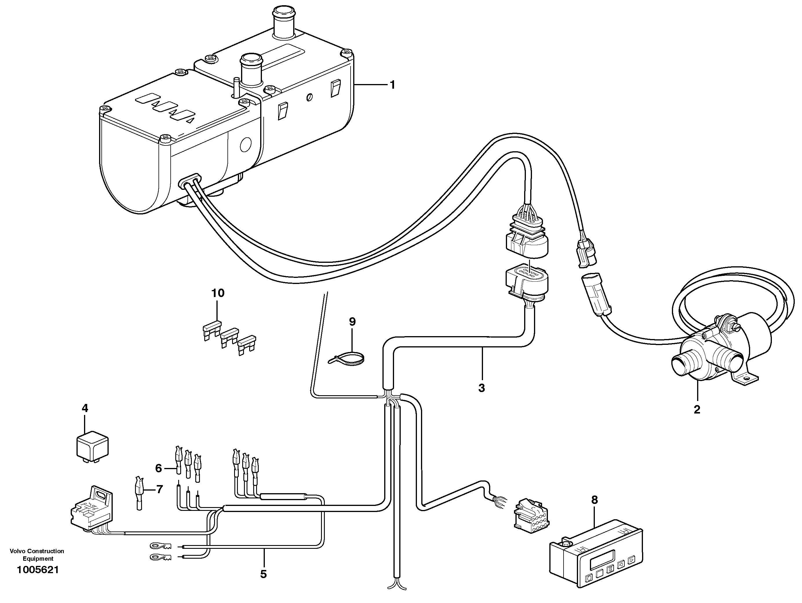 Схема запчастей Volvo EW180B - 41896 Electric installation, diesel heater EW180B