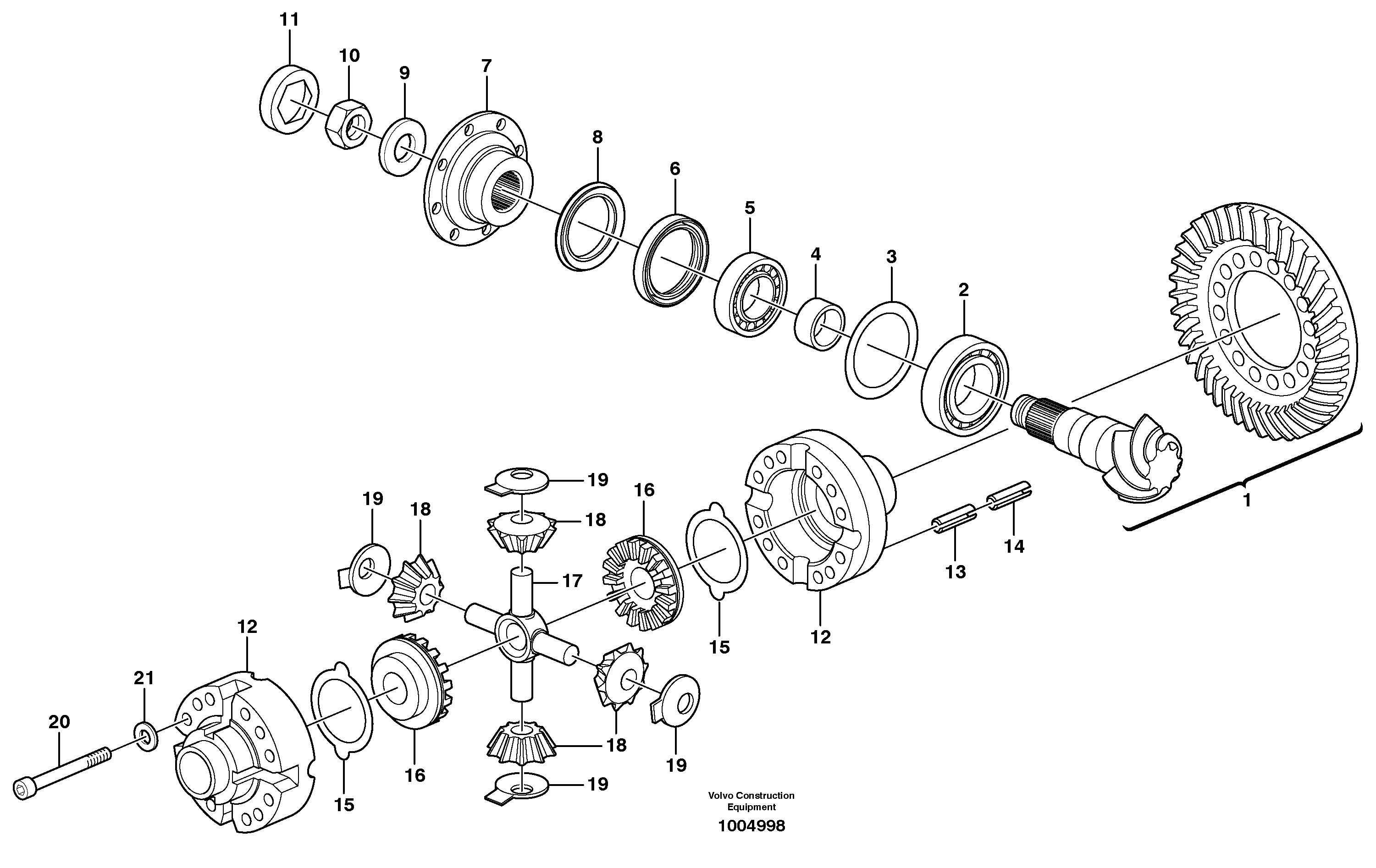 Схема запчастей Volvo EW180B - 1848 Rear axle, Differential EW180B