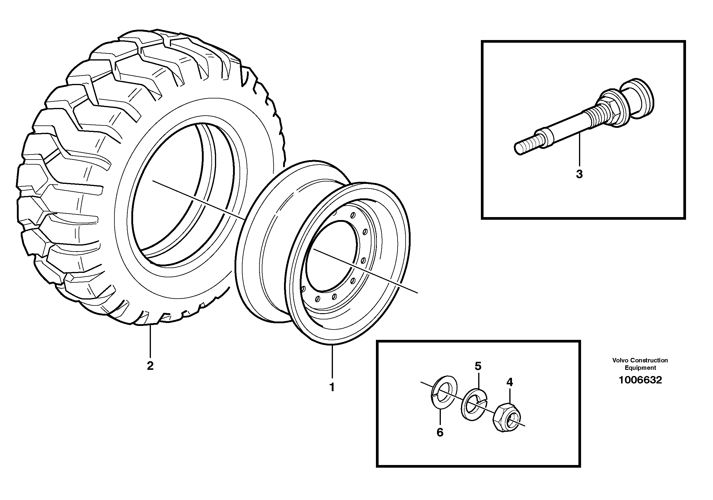 Схема запчастей Volvo EW180B - 3768 Wheels, wide-base EW180B