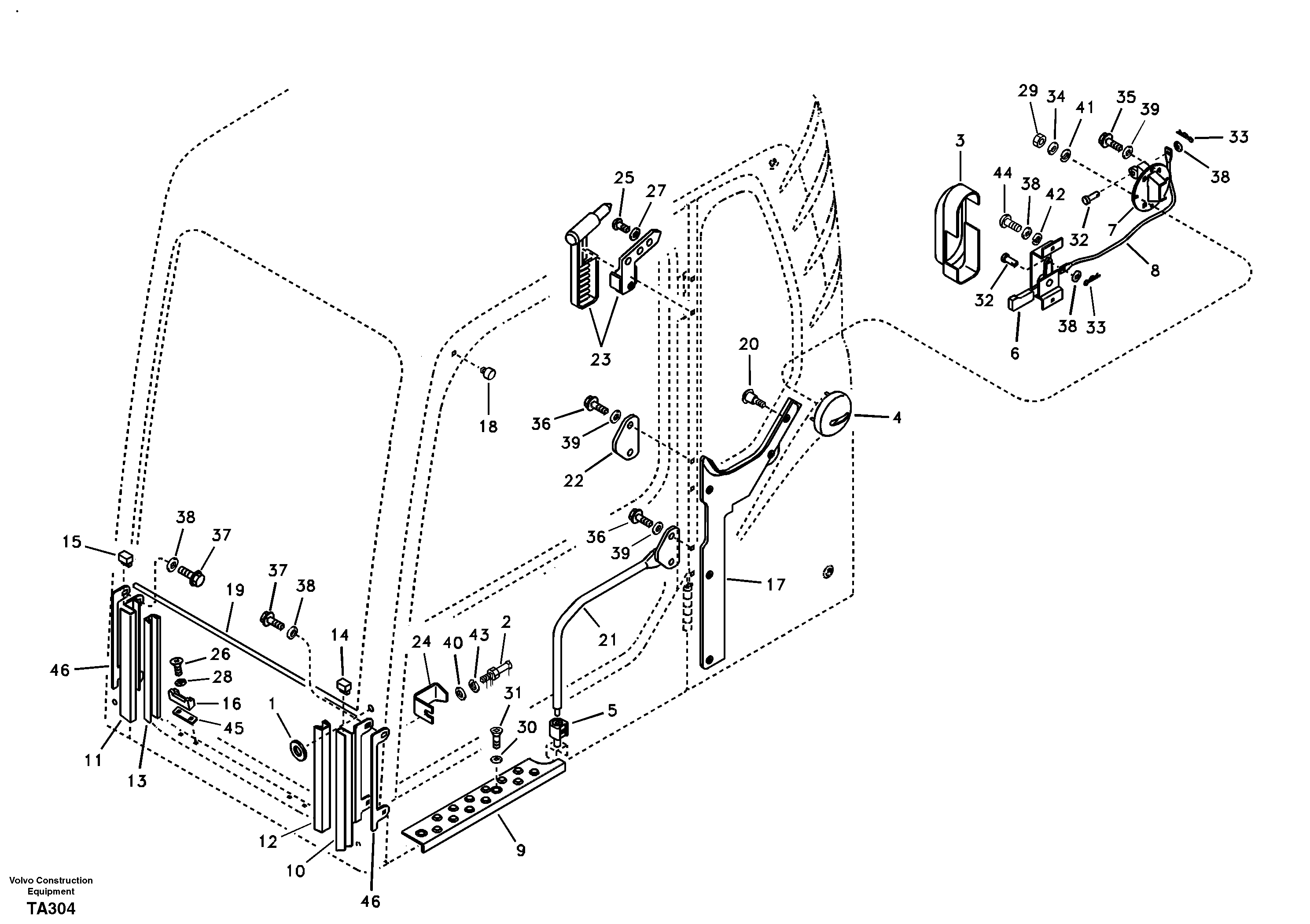 Схема запчастей Volvo EW180B - 100808 Operators cab EW180B