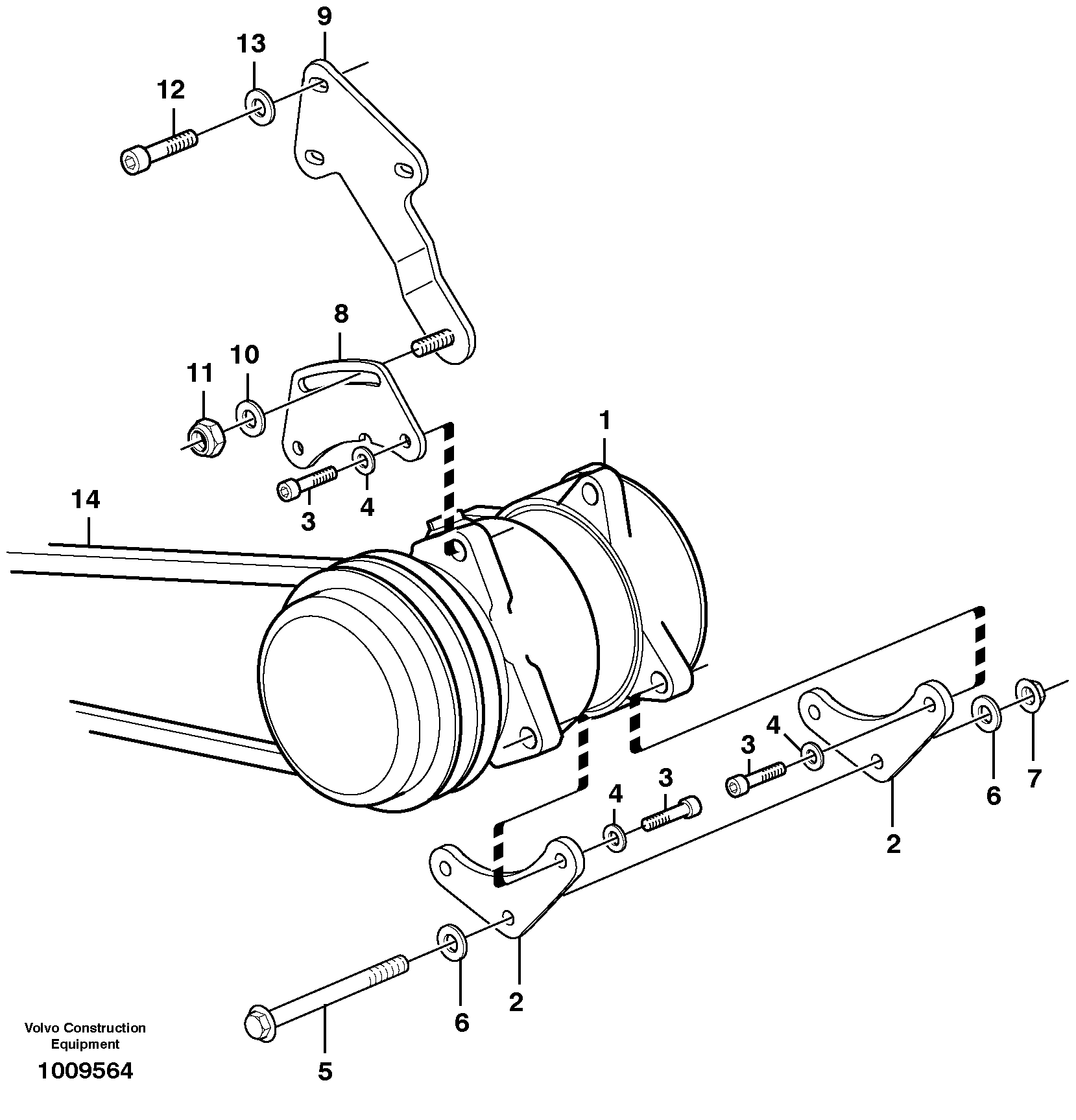 Схема запчастей Volvo EW180B - 4831 Compressor for cooling agent R134a with fitting parts EW180B