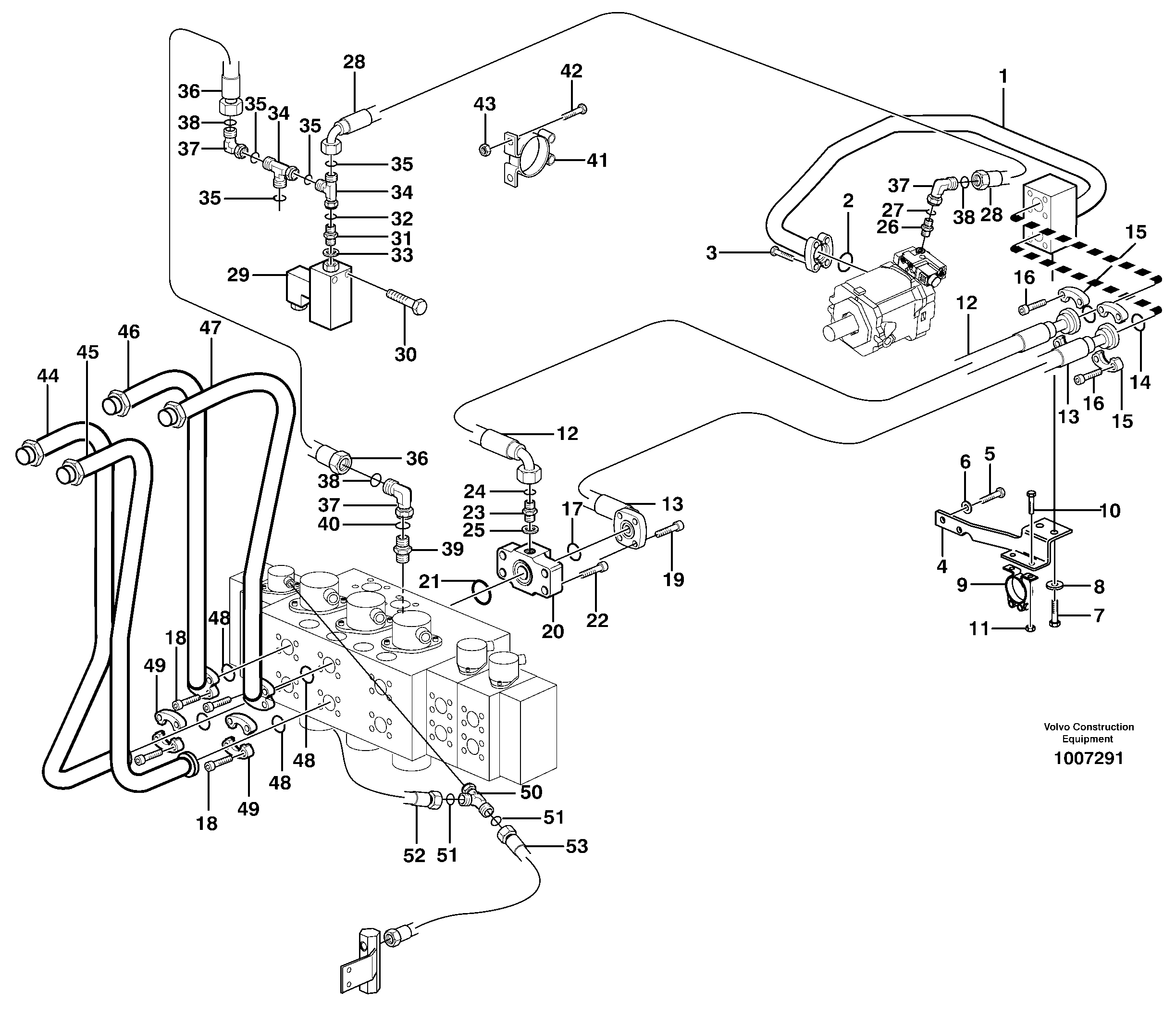 Схема запчастей Volvo EW180B - 4287 Hydraulic system, feed line EW180B